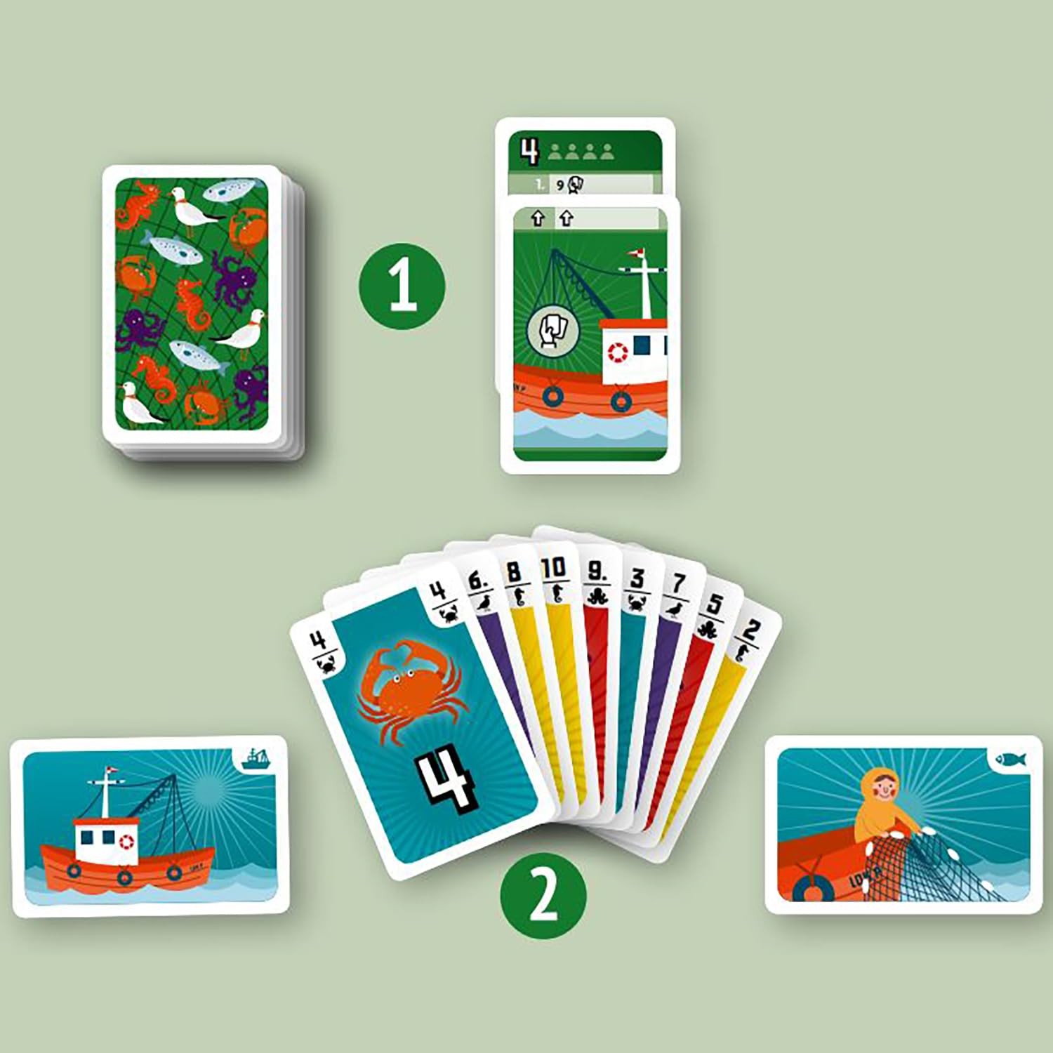 : Fishing – Trick Taking Card Game, Ocean Theme, Card Drafting & Point Collec…