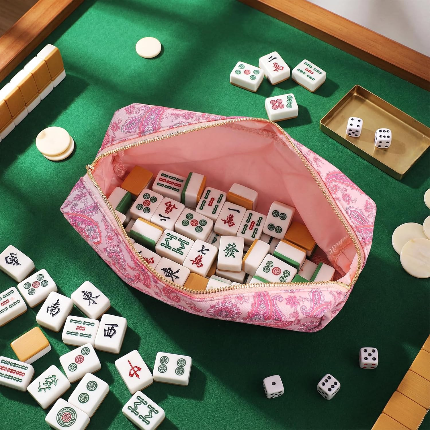 Empty Mahjong Tiles Bag Thickened American Mahjong Tiles Bag with Zipper Boar…