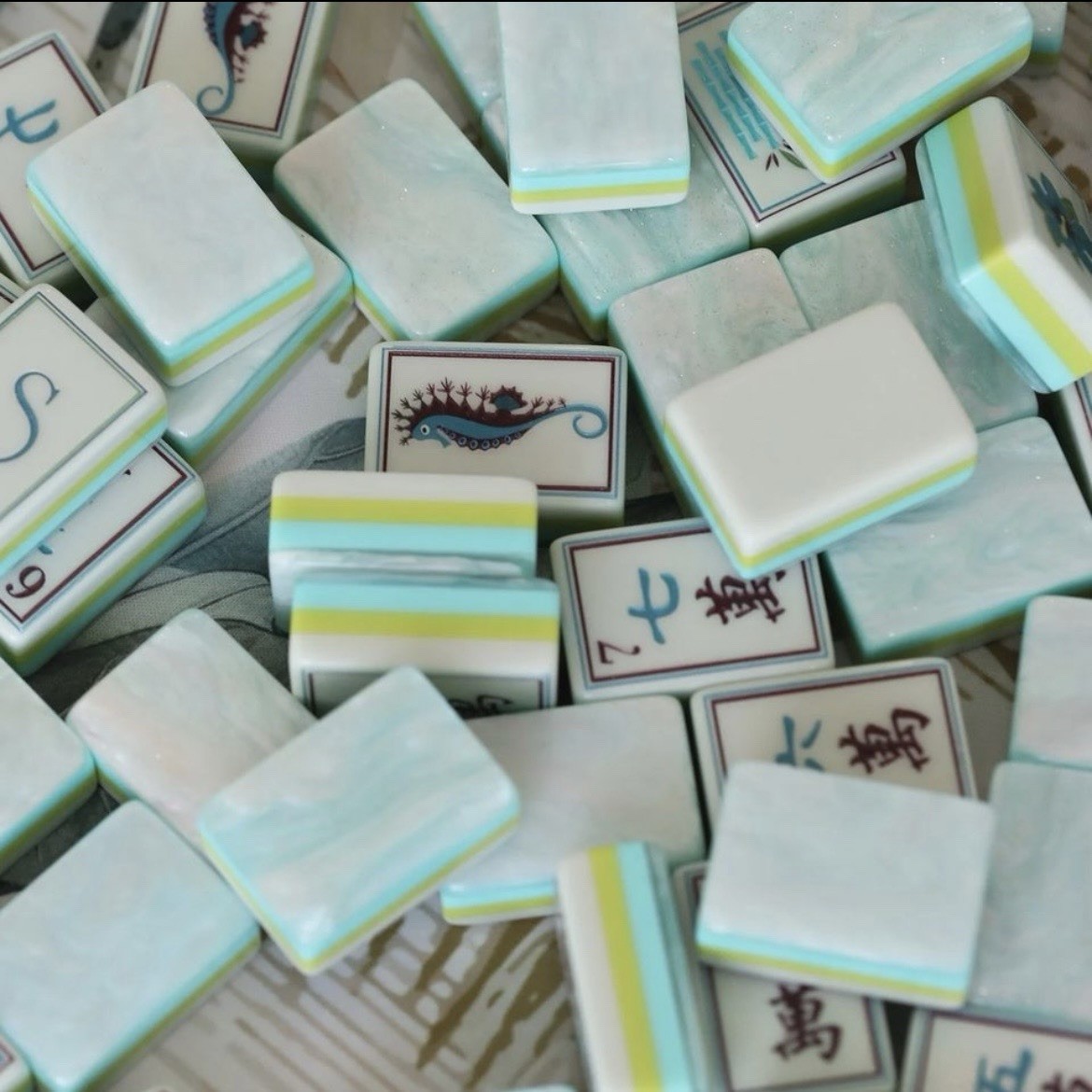 Coral & Coast Inspired 4-Layer American Mahjong Tiles