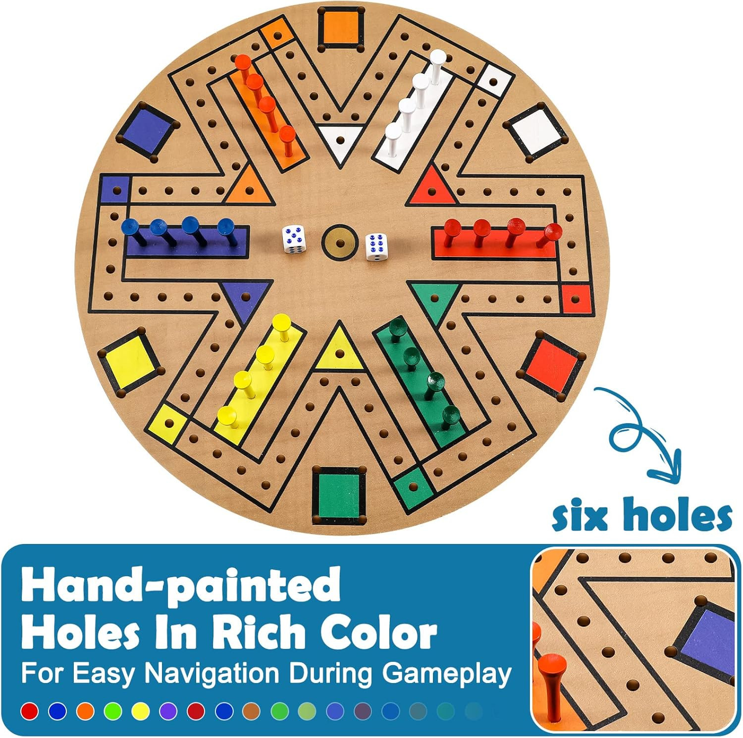 Kathfly Fast Track Board Game Wooden 3-6 Players Board Game Set with 24 Boards G