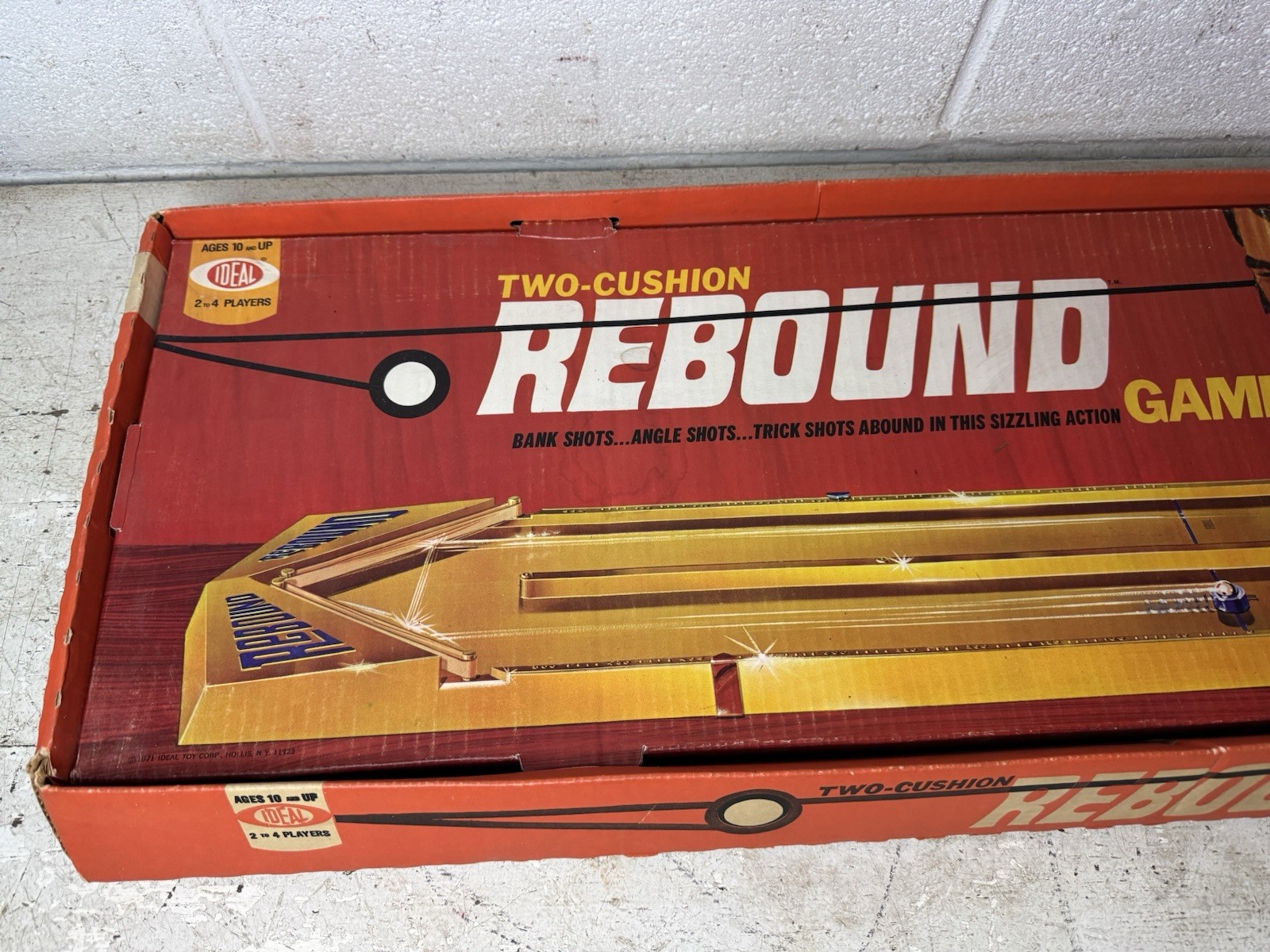 Vintage Rebound Two Cushion Board Game 1971 Ideal Skill Tabletop Yellow USA