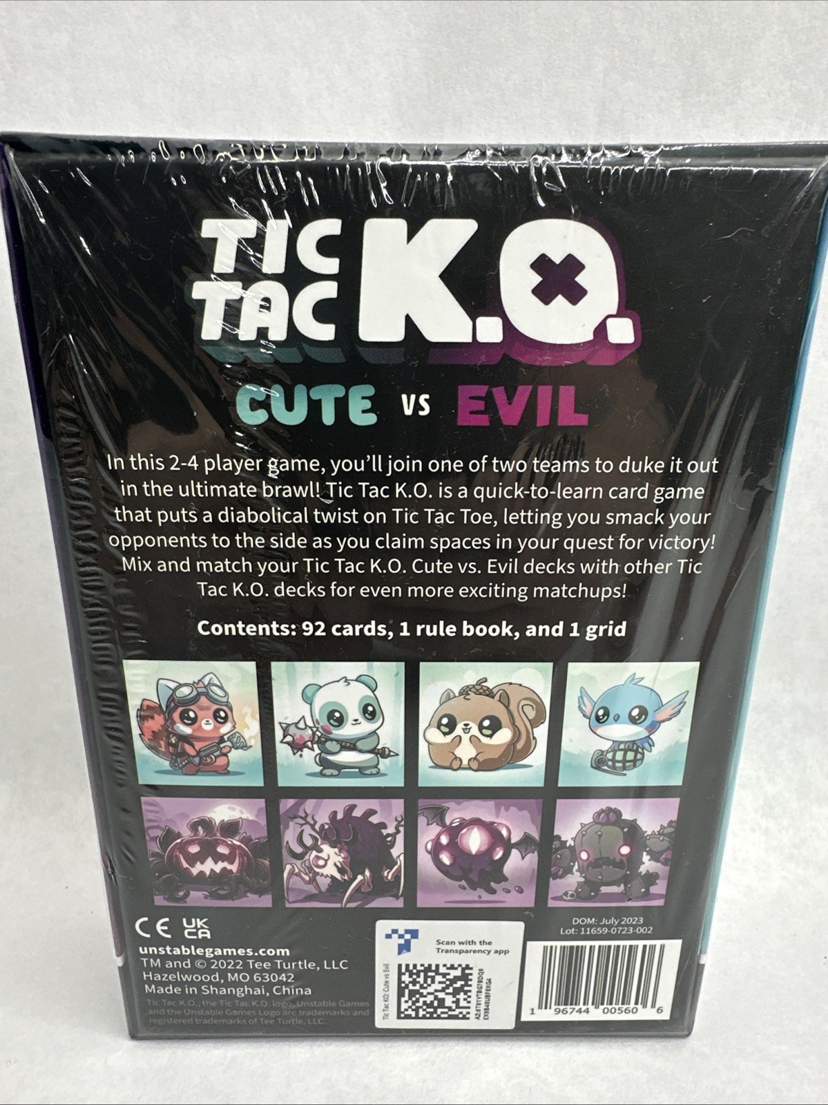 Tic Tac KO Cute vs Evil Card Game 8+ K.O. 2-4 Players Unstable Games NEW