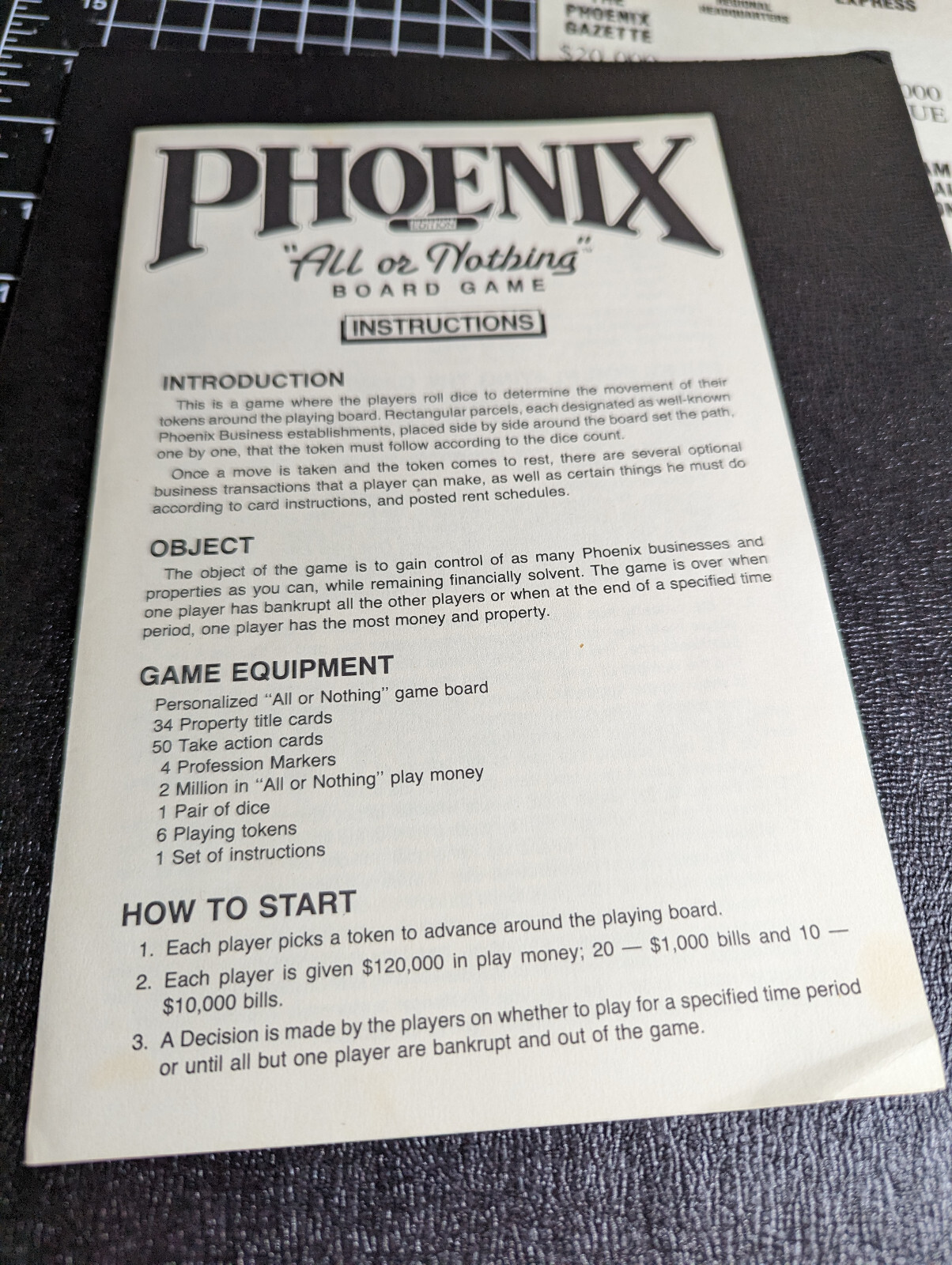 1984 All or Nothing PHOENIX Edition Complete Board Game New Nostalgia