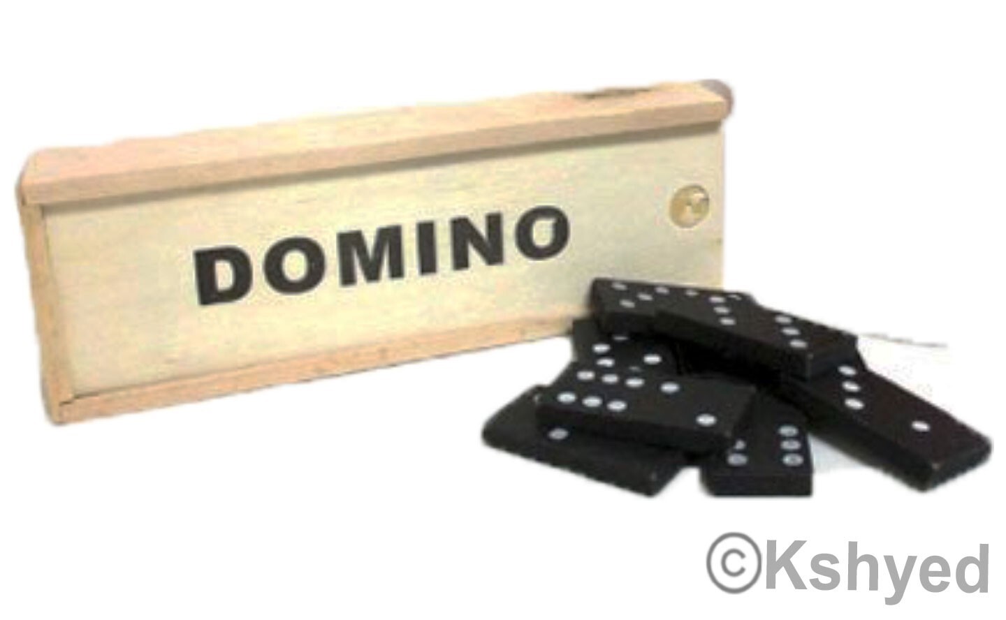 DOUBLE SIX DOMINOES MINI DOMINO SET OF 28 BLACK TILES WITH WOOD CASE (1 Pack)