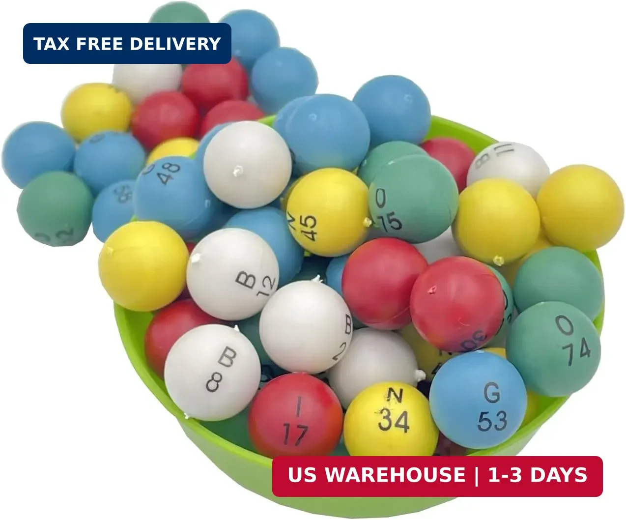 Multicolor Plastic Bingo Balls 75 Pack for Games, Raffles, and Parties FAST USA