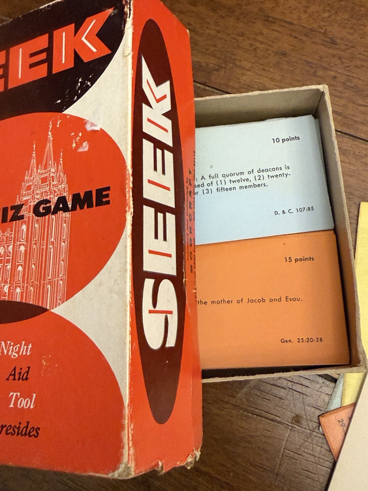 Vintage 1958 Seek LDS Quiz Game Bookcraft Mormon Trivia Card Game Retro 1950s