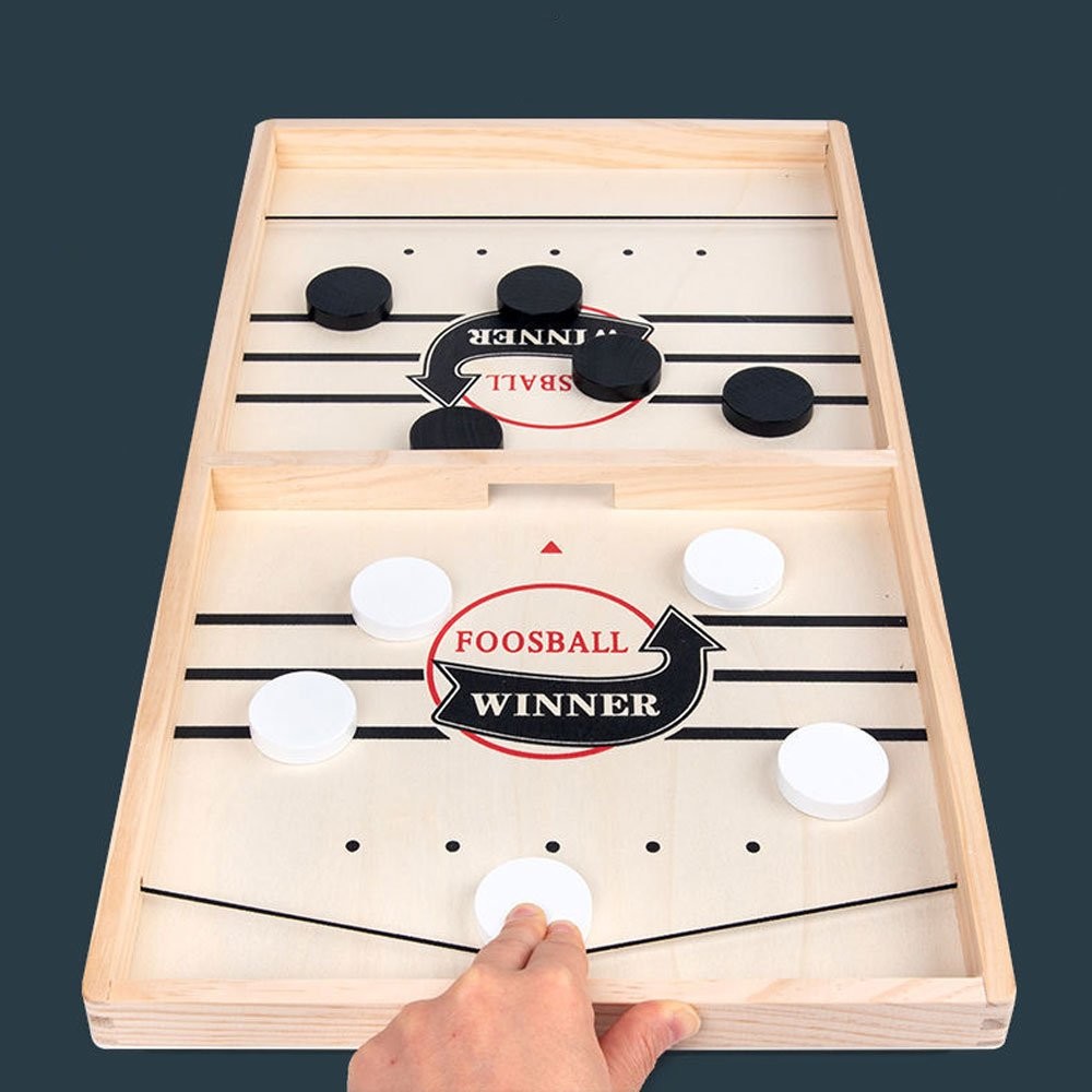 Fast Sling Puck Game Wooden Board Table Hockey Games Montessori Toy JQ