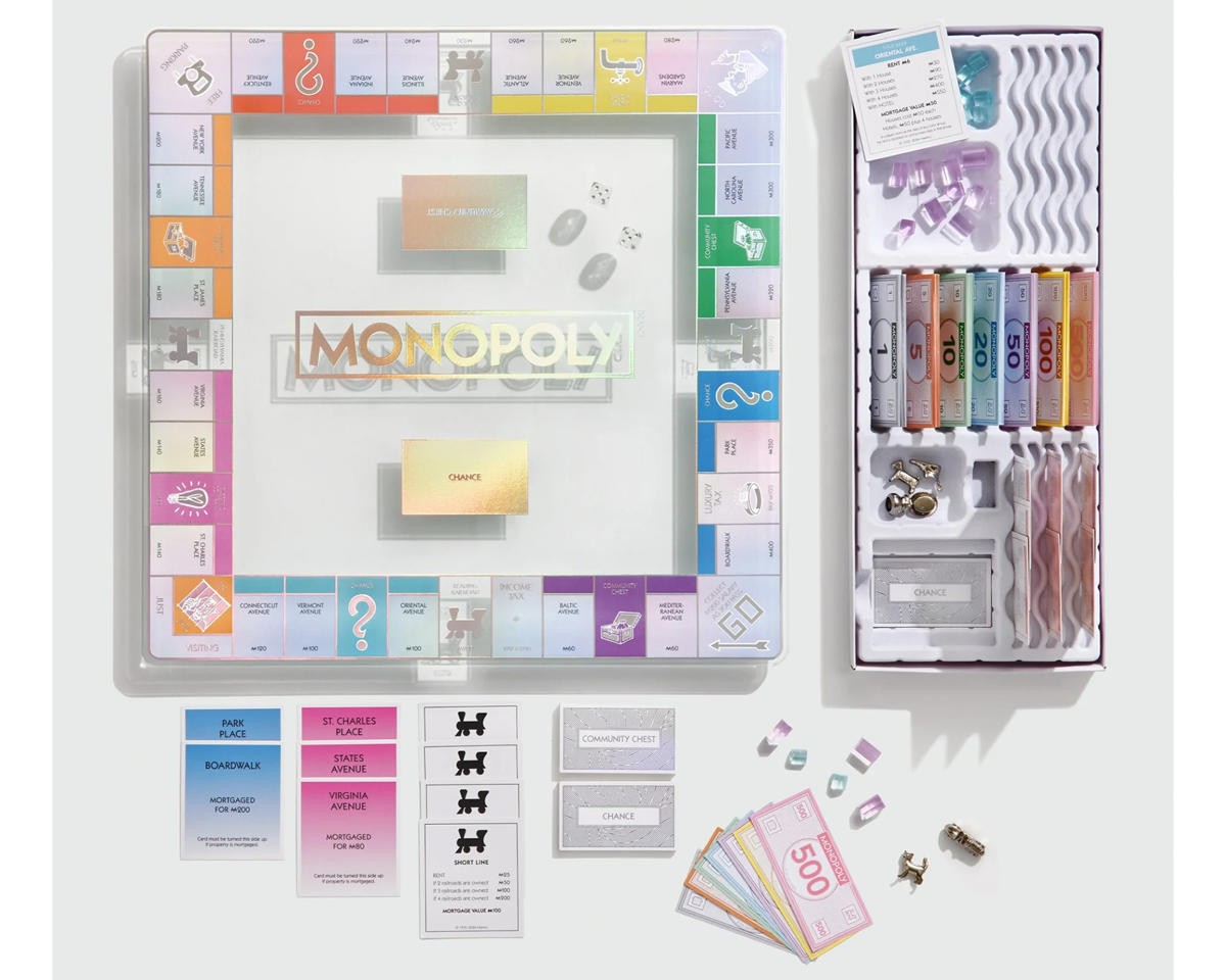WS Games Company Monopoly Aura Glass Edition Board Game [WSC44120]