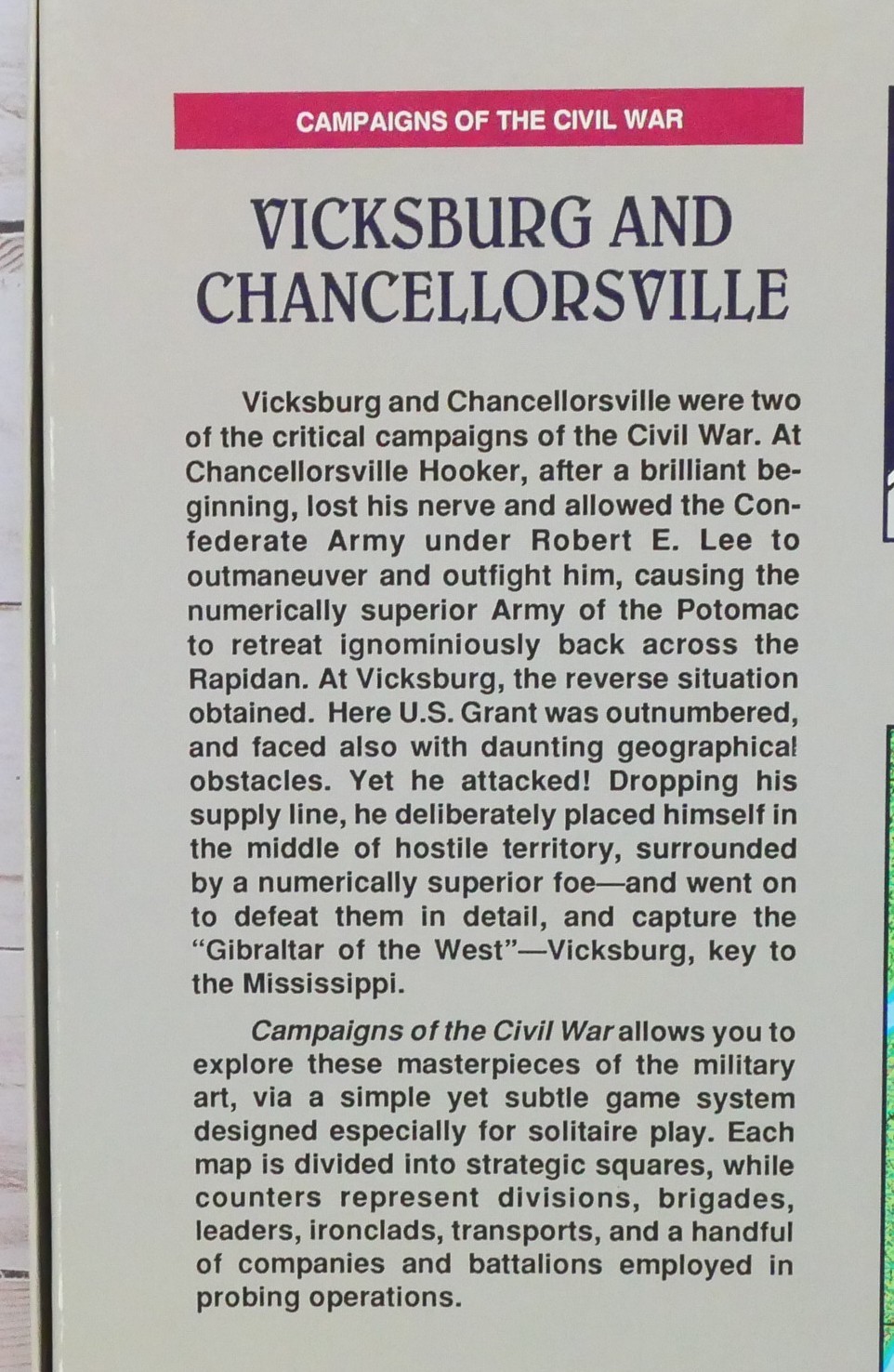 3W, Campaigns of the Civil War: Vicksburg and Chancellorsville, Unpunched