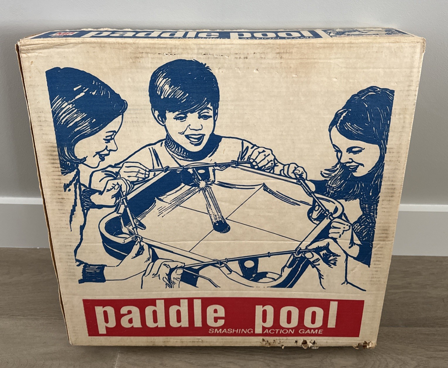 Paddle Pool Milton Bradley Board Action Ball Game Original Box 1970’s Read Below