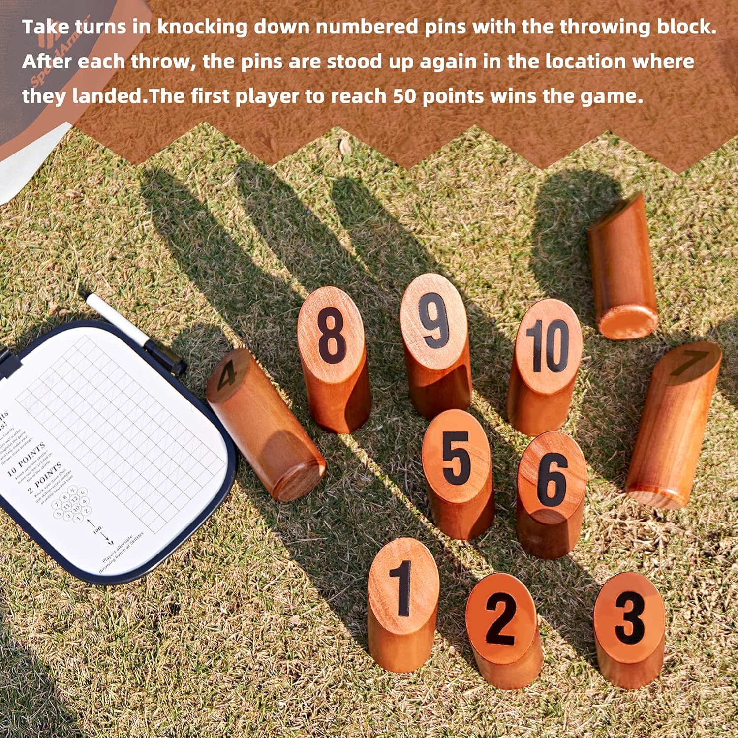 Wooden Throwing Game, 12 Numbered Block Toss Games Set with Scoreboard & Carryin