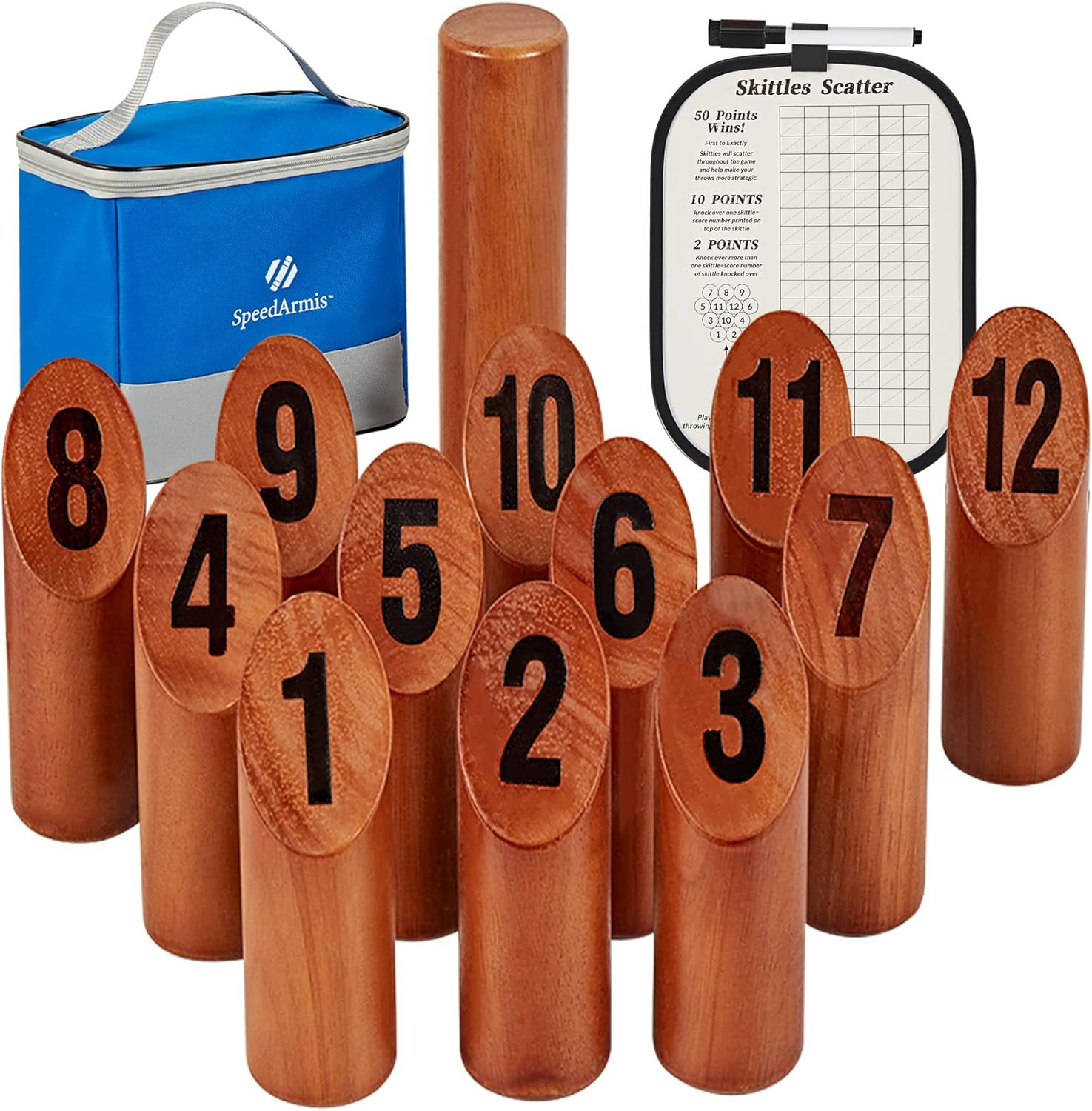 Wooden Throwing Game, 12 Numbered Block Toss Games Set with Scoreboard & Carryin