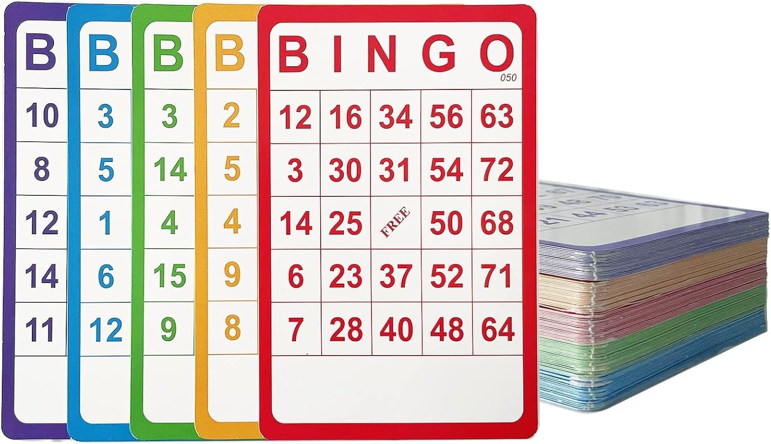 100 Bingo Cards Resuable Bingo Paper Game Cardstock Bulk, 5 Colors