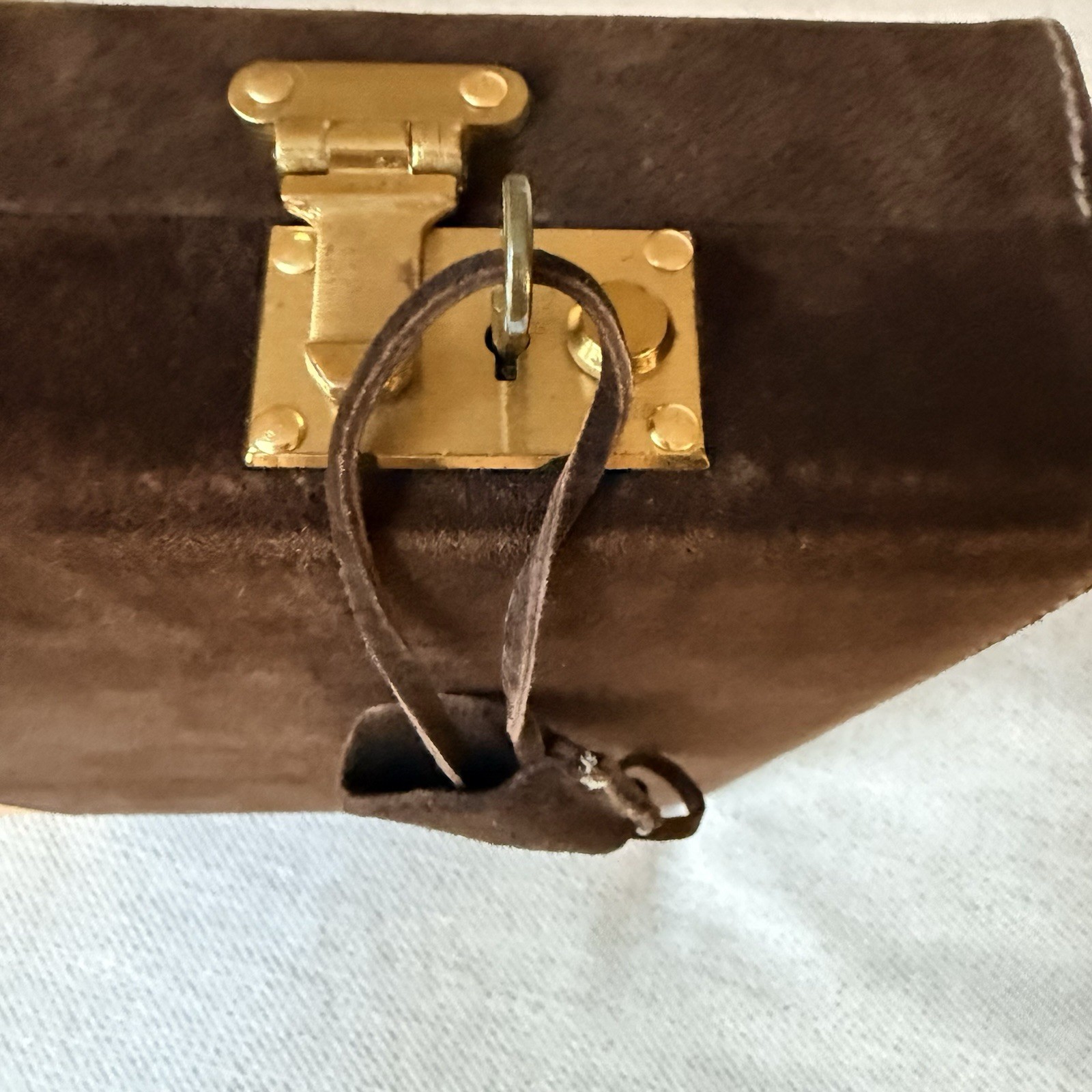 Vintage Aries Mexico Pigskin leather Backgammon Set Case Complete checkers W/Key
