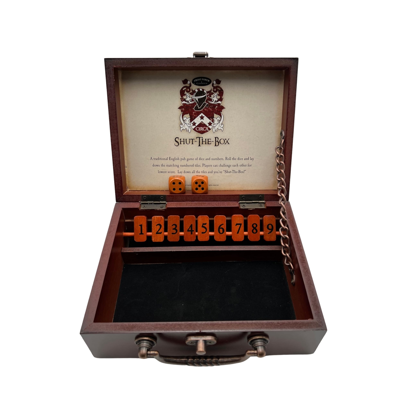 Front Porch Classics | Circa Shut the Box Wooden 9 Number Dice Game with Case…