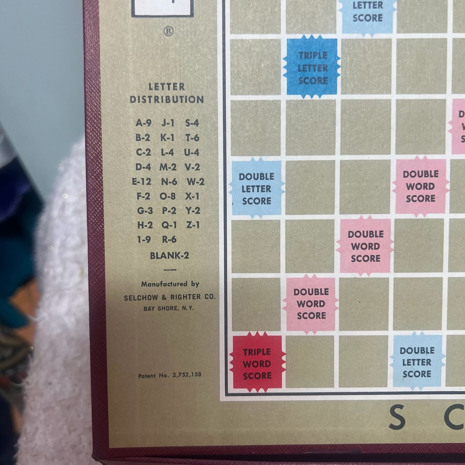 VTG 1953 Scrabble Crossword Game Regular Edition Maroon Box Red Board ALL TILES