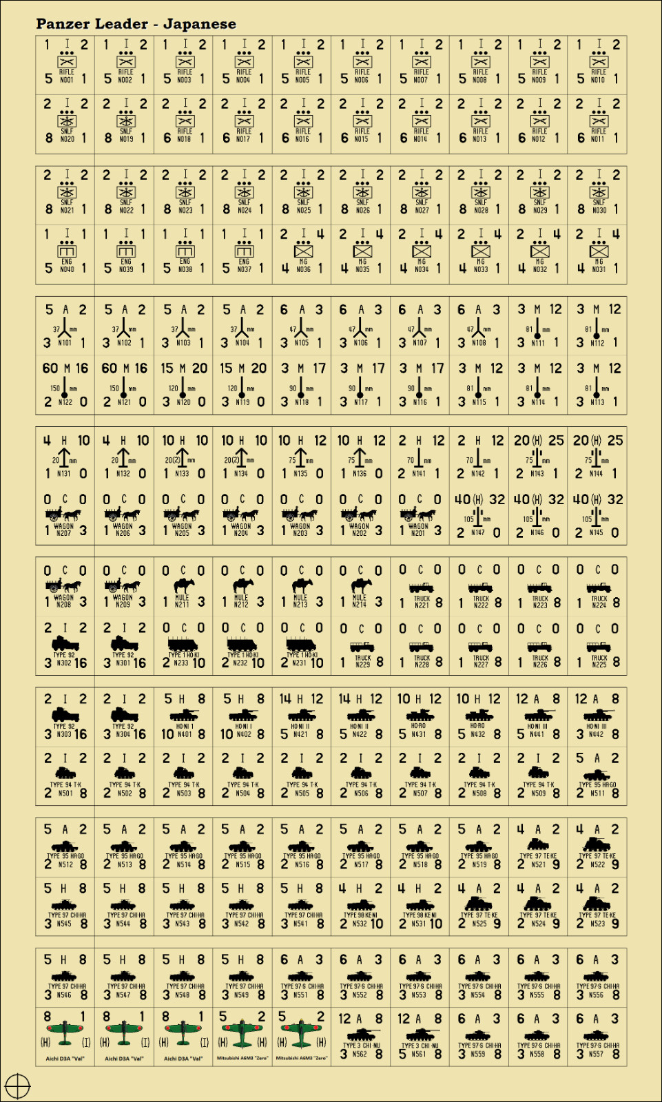 Panzer Leader (’74) Japanese Counters