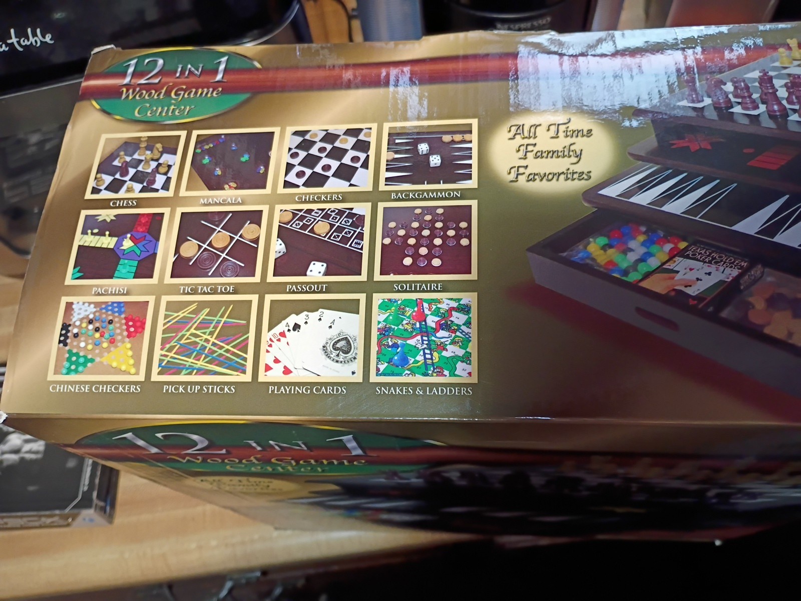 12 in 1 Wood Cardinal Game Center Set Chess Backgammon Chinese Checkers Mancala