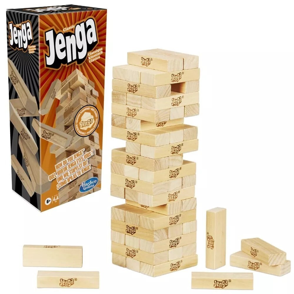 Jenga Classic Game Genuine Hardwood Blocks Stacking Tower Game for 1 or More NEW
