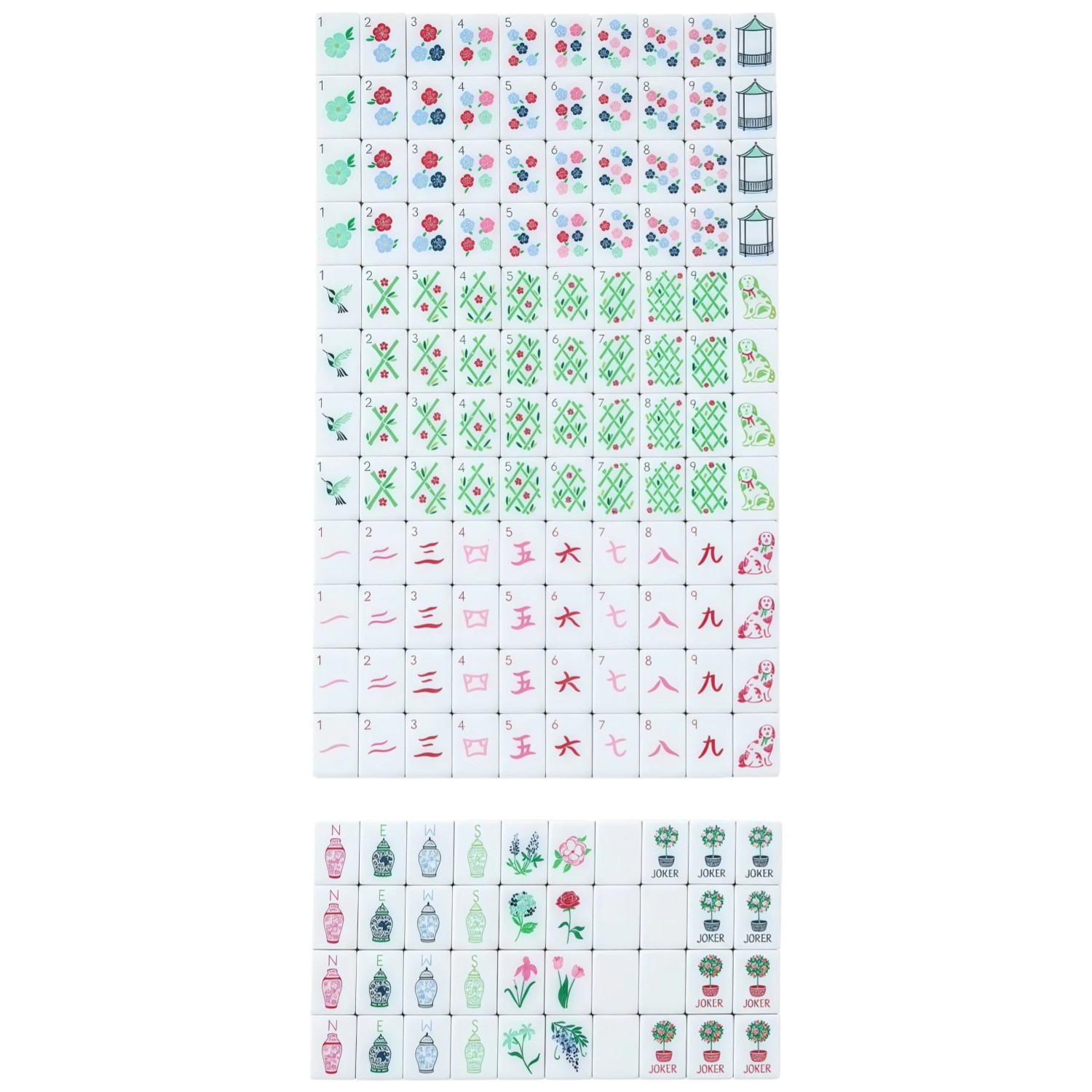 American Mahjong Game Set, 160 new red acrylic layered mahjong tiles