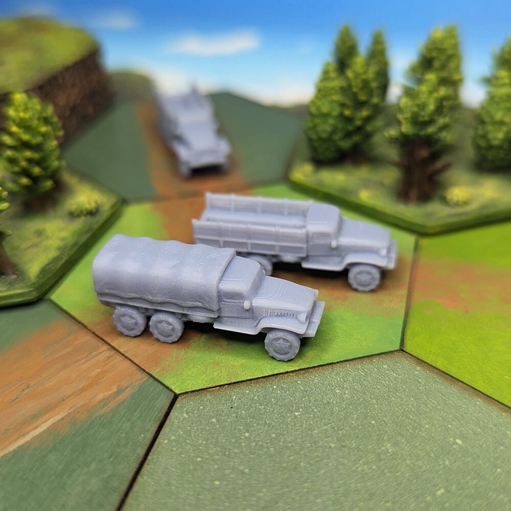 WW2 American GMC CCKW “Jimmy” Supply Truck Models 4pcs | G-508, 15mm, 20mm, 1/72