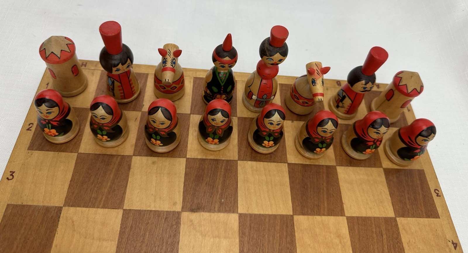 Vintage Chinese Chess Set Wood Pieces Great Condition FREE SHIPPING