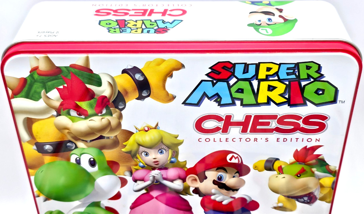 Super Mario Collector’s Edition Chess Set Metal Tin Complete Nintendo Licensed
