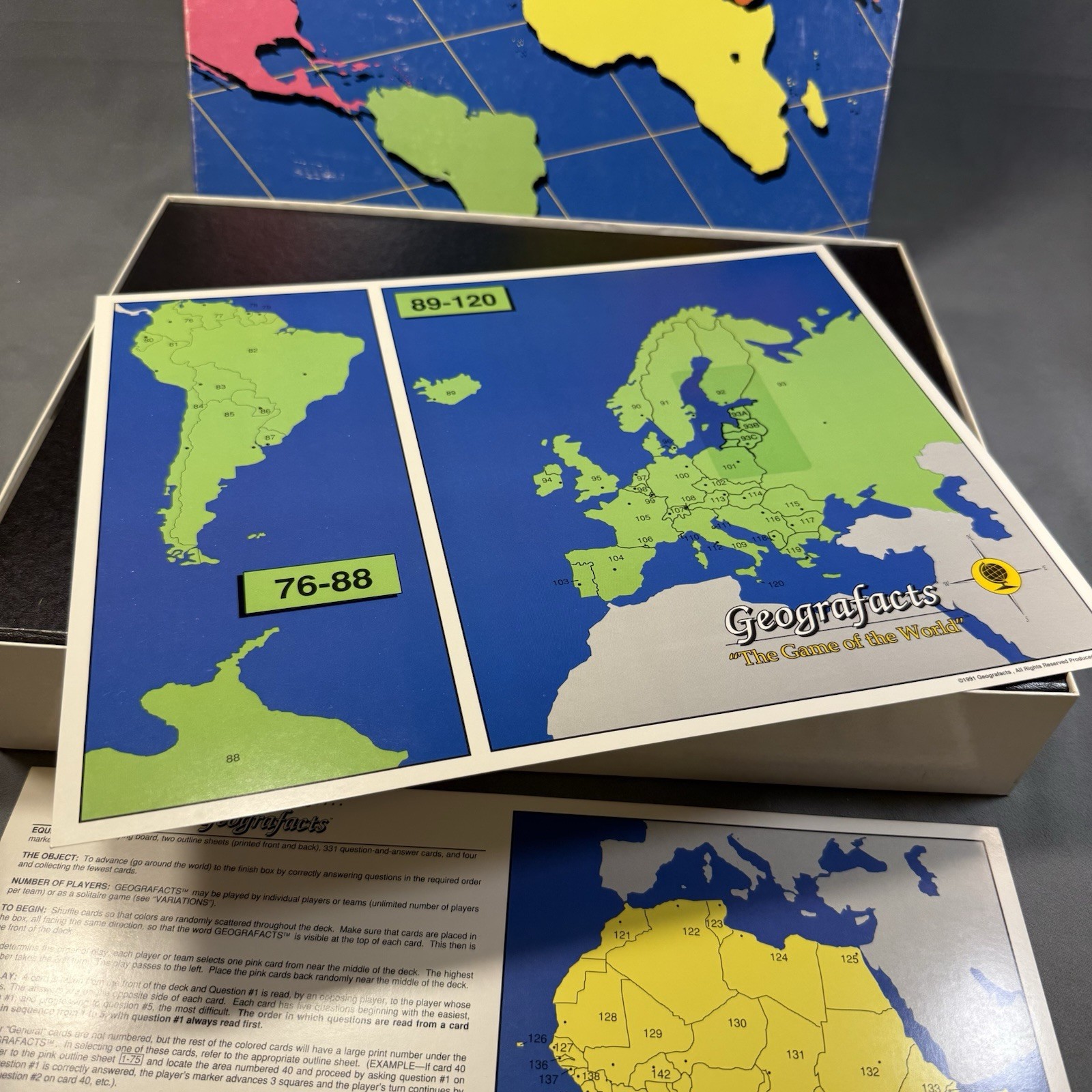 Rare 1991 Geografacts Board Game 100% COMPLETE Learning Educational New Open Box