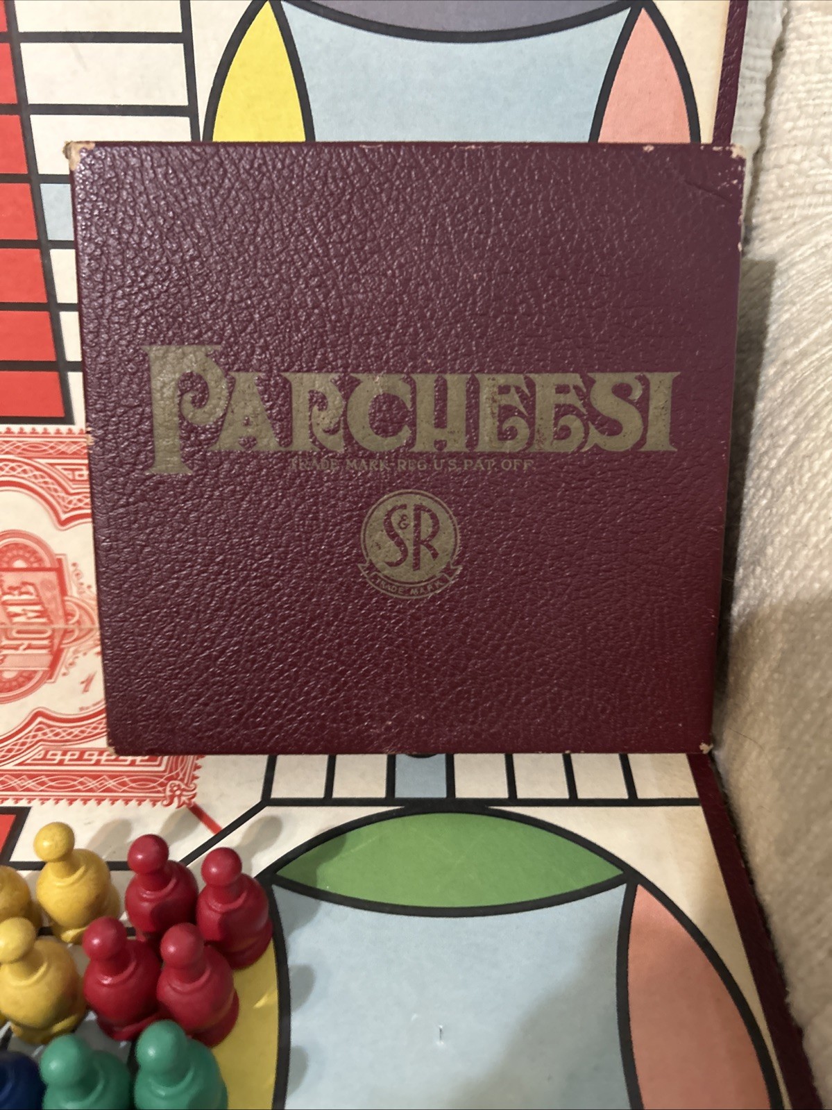 Vtg 1989 Milton Bradley Deluxe Edition Parcheesi Board Pieces, & Shakers No Box