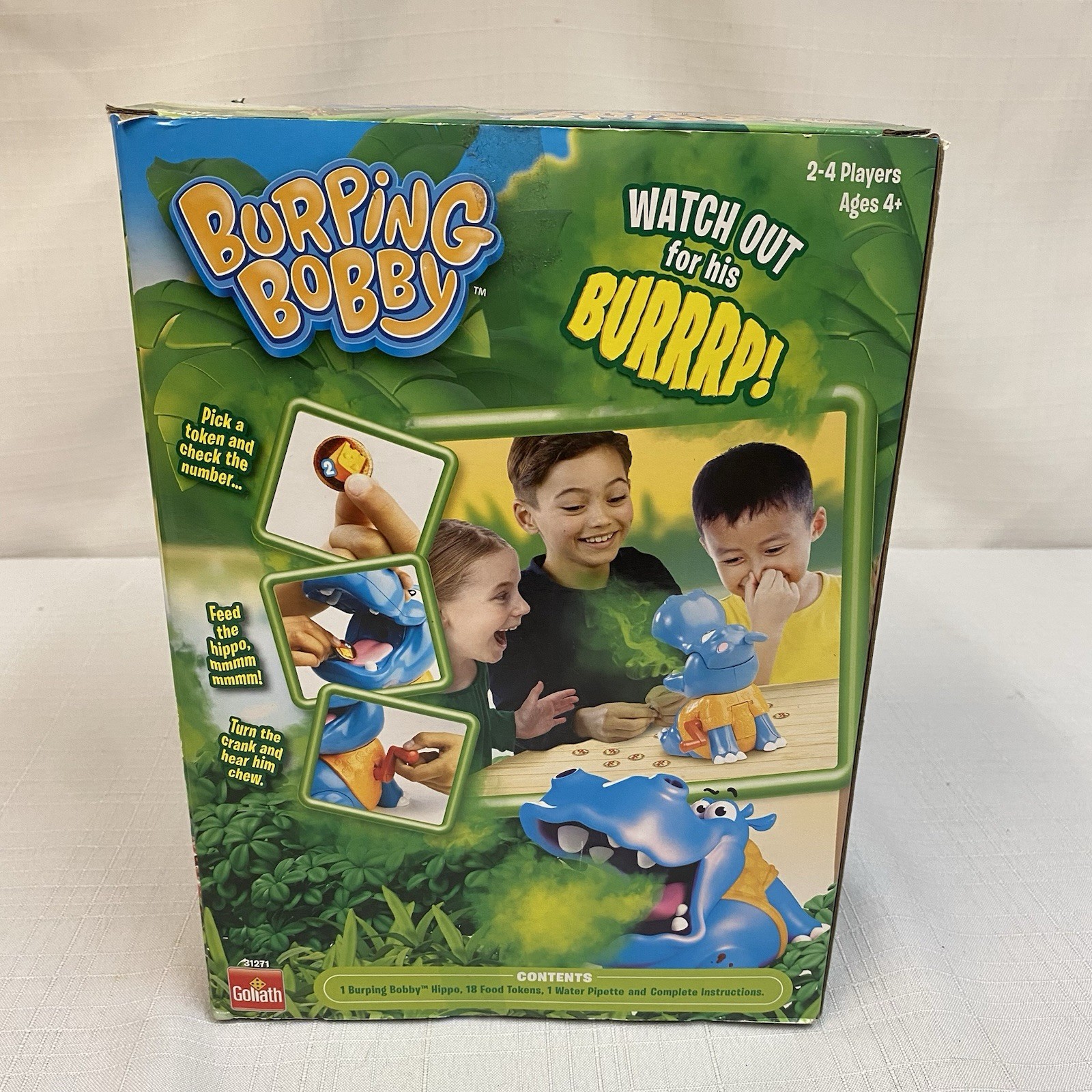 Burping Bobby Hippo Game by Goliath 2-4 Players, Ages 4+ New Batteries READ