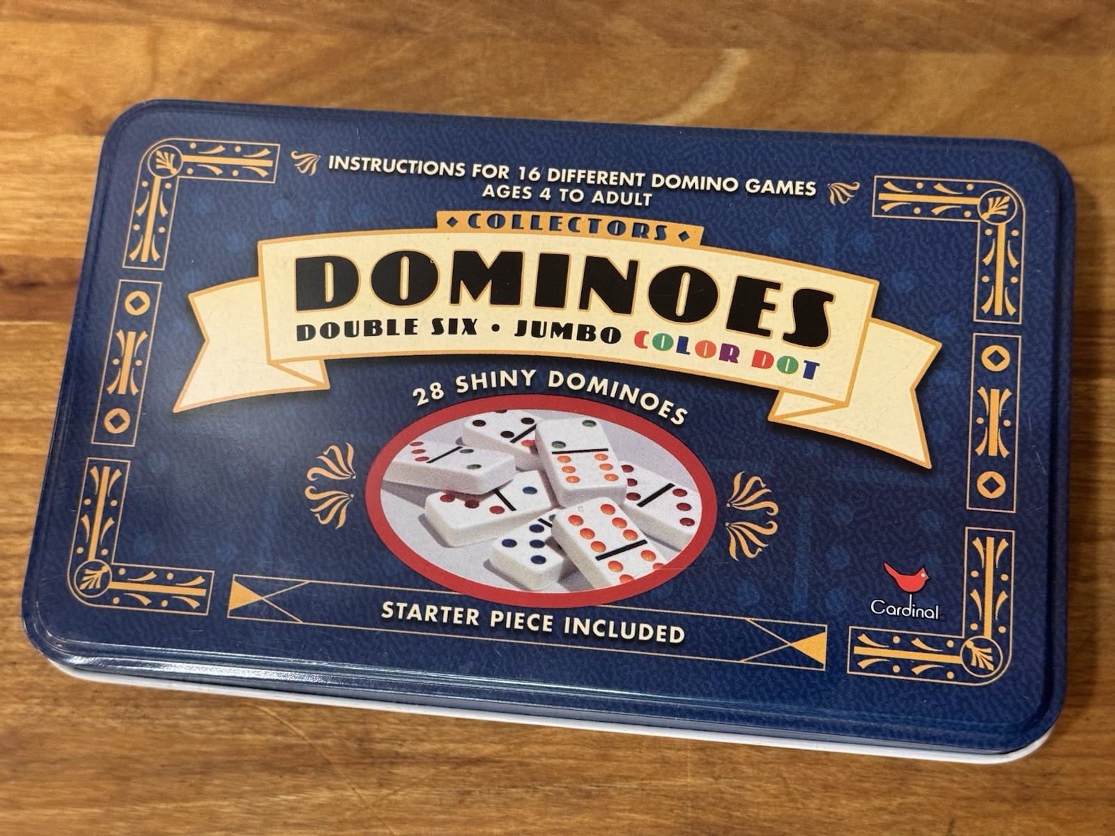 Collectors Dominoes, Double Six, Jumbo Color Dot, Age 4+, 16 Games-Starter Piece