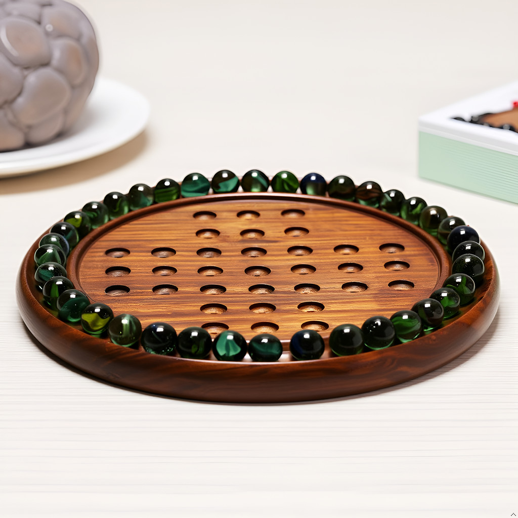 Wooden Solitaire Board Game 10 Inch – Brain Vita, Peg Marble Puzzle, Mind Teaser