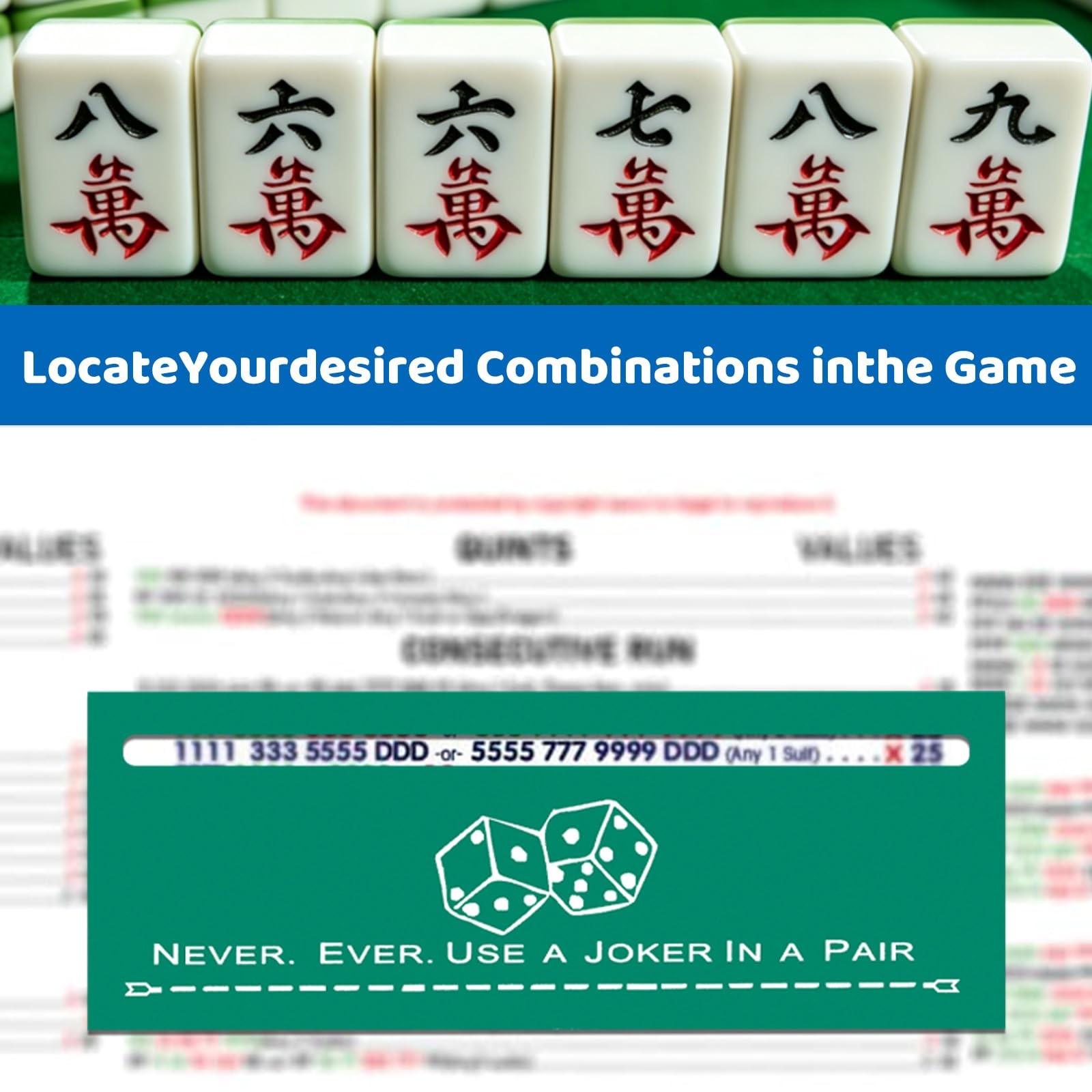 4 Pcs Mahjong Shuffler Cards and 4pcs Card Line Finder, Thickened PVC Mahjong…