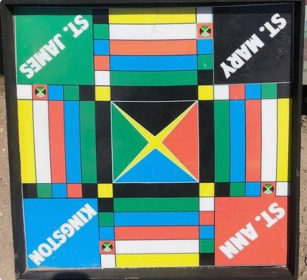 Handcrafted Jamaican Parishes Ludi Ludo Board 18×18 Inches Product of Jamaica