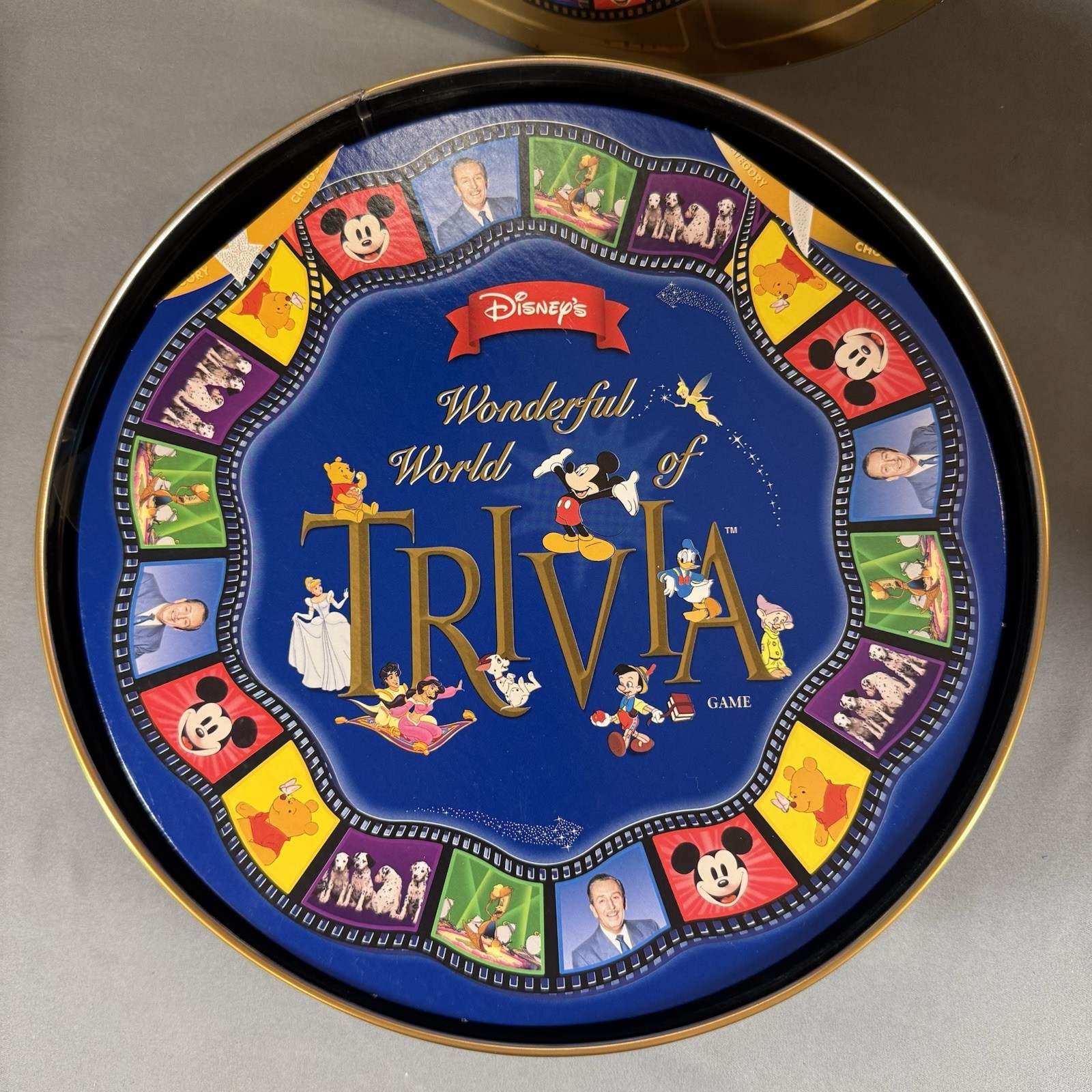 The Wonderful World Of Disney Trivia Game, Gold Tin, 1997 Mattel, Good Condition