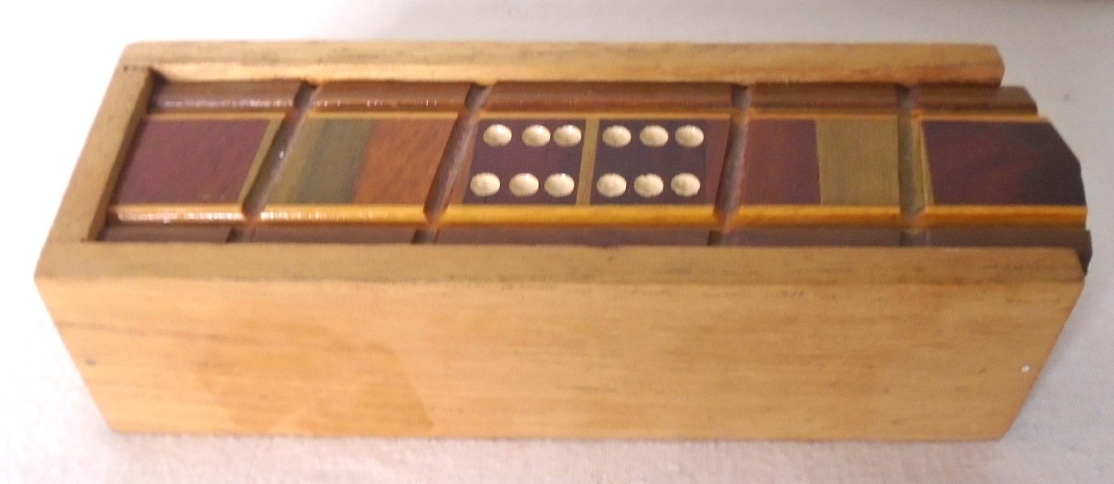 Handmade Wooden Mini Domino Set in Inlaid Wood Box, 28 Pieces