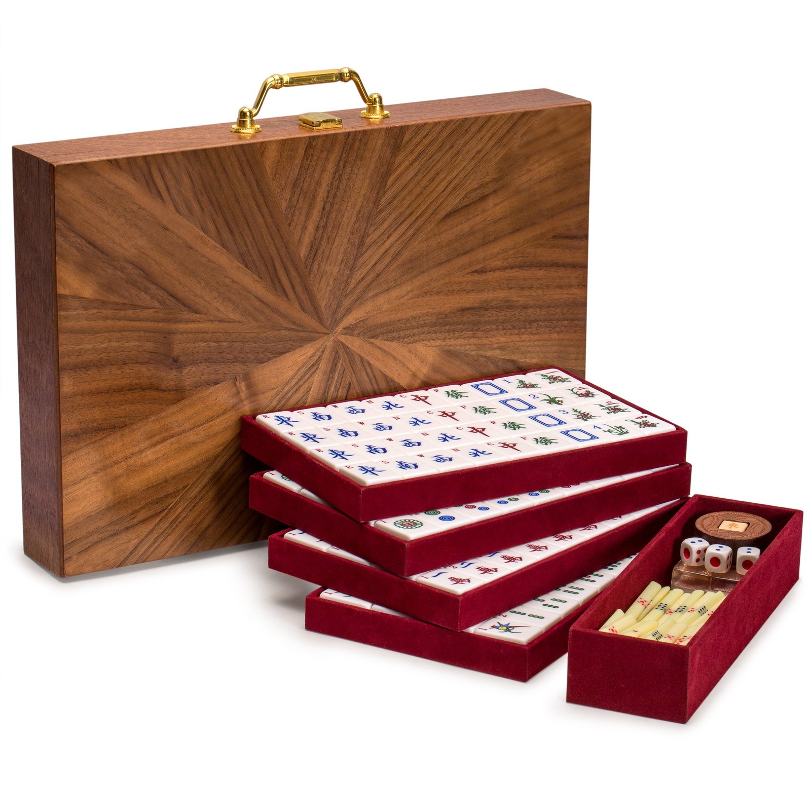Yellow Mountain Imports Classic Chinese Mahjong Game Set, Champagne Gold – wi…