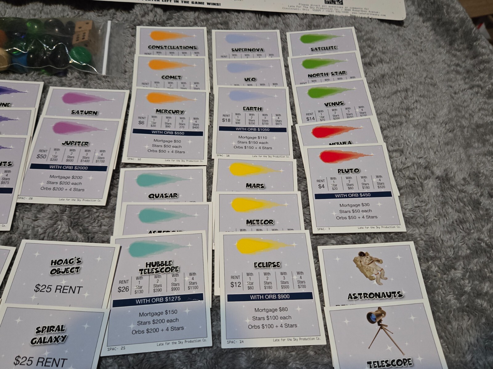 Spaceopoly Property Trading Board Game by Late For The Sky 100% COMPLETE