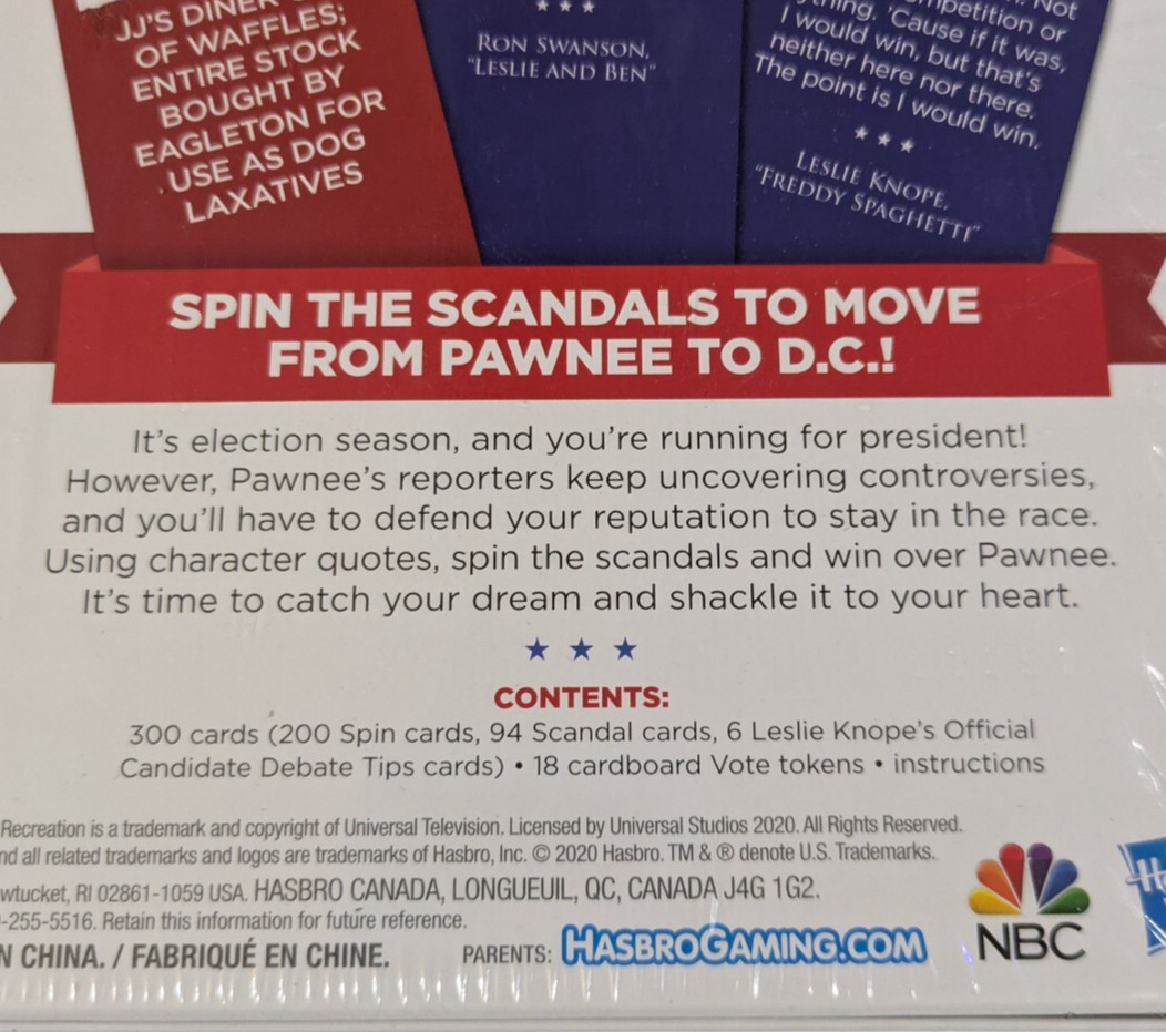 Parks and Recreation Leslie “Knope for President” Party Game 2020 Unopened NIB