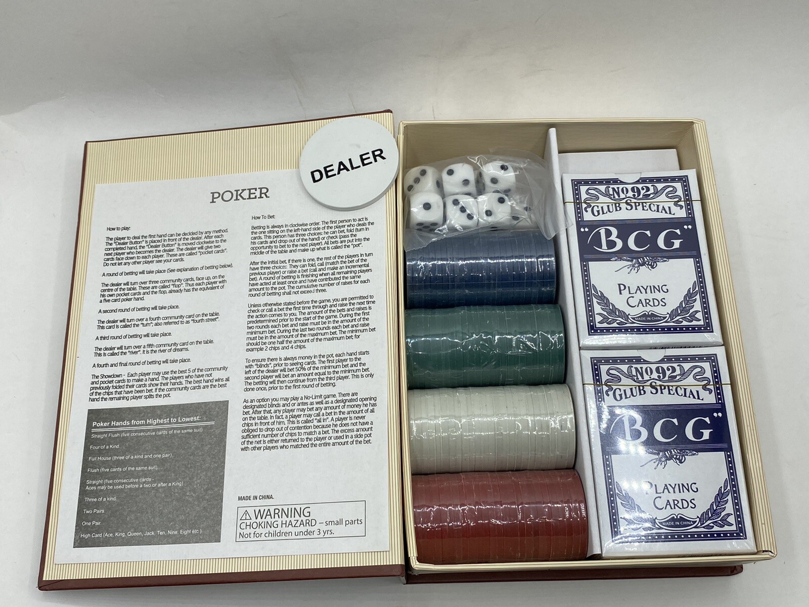 Poker & Dice Set George Hardy Chips Playing Cards Gambling New SEALED Christmas