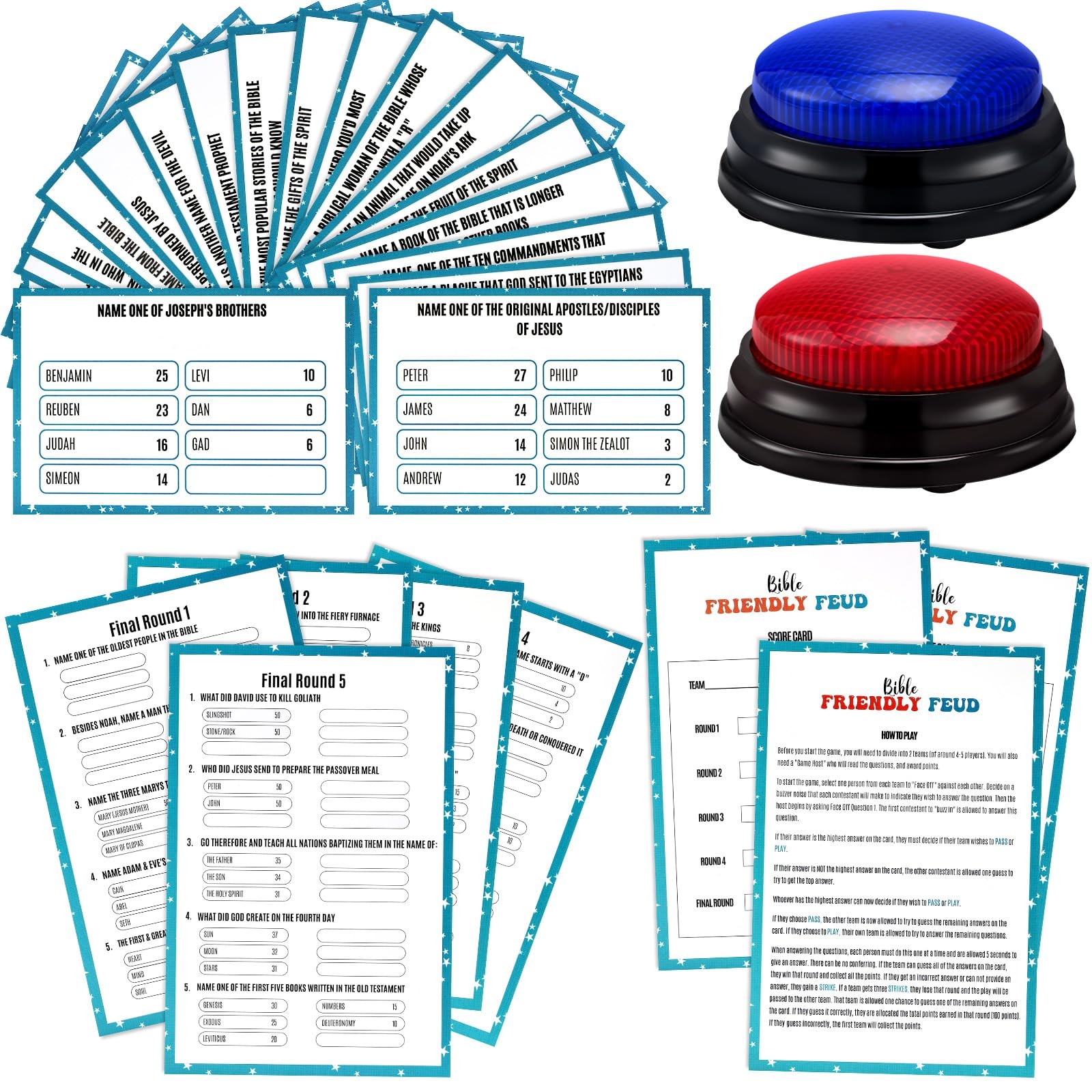Humyoun Christian Bible Friendly Feud Game 5.91 x 9.84 x 0.1 inches, Blue