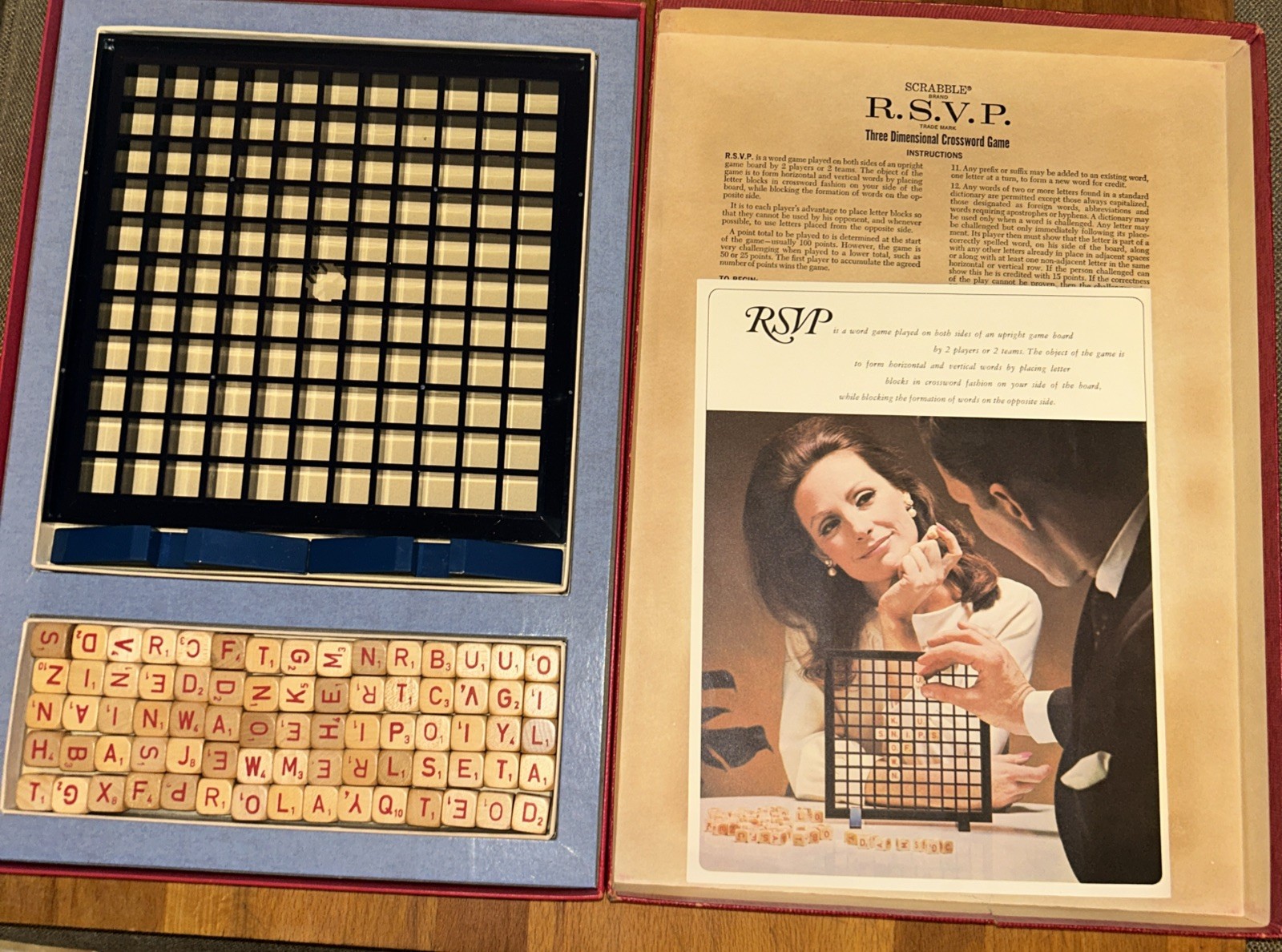 SCRABBLE RSVP 3 Dimensional Crossword Game (1966) Selchow & Righter COMPLETE SET