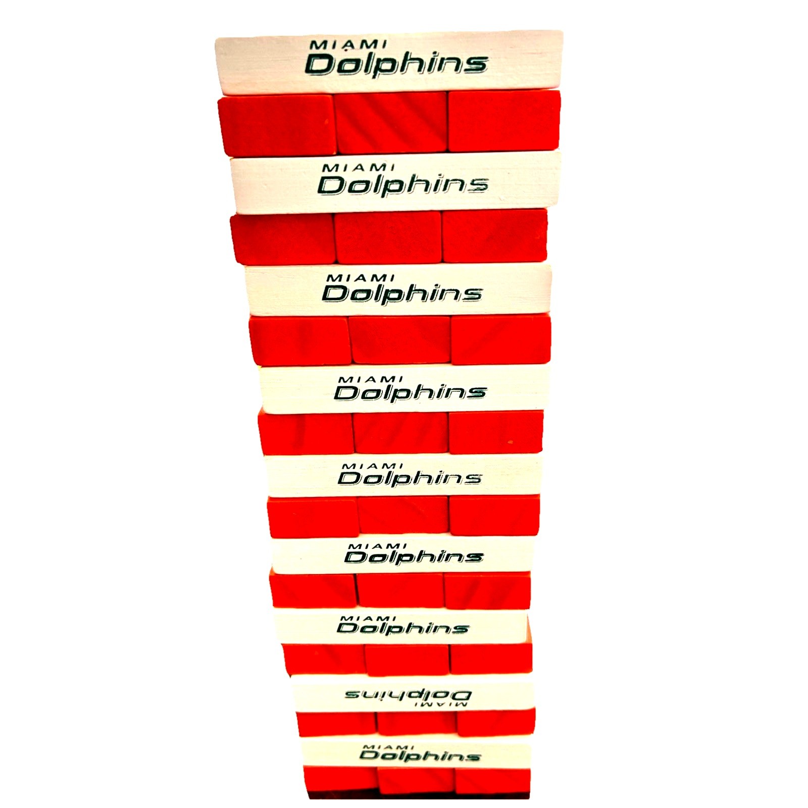 Miami Dolphins Classic Jenga Game Orange White Blocks NFL Man Cave Bar Fans