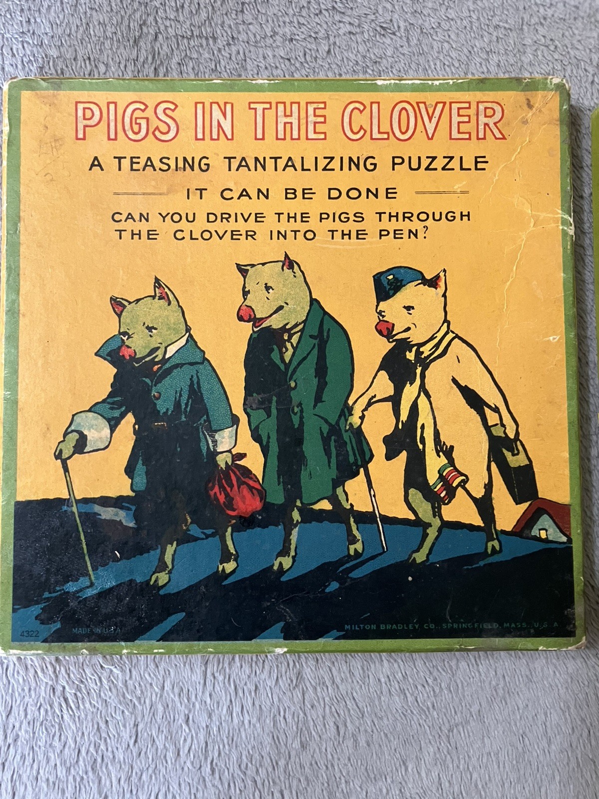 Pigs in the Clover Milton Bradley Puzzle Game #4322 1930s Toy