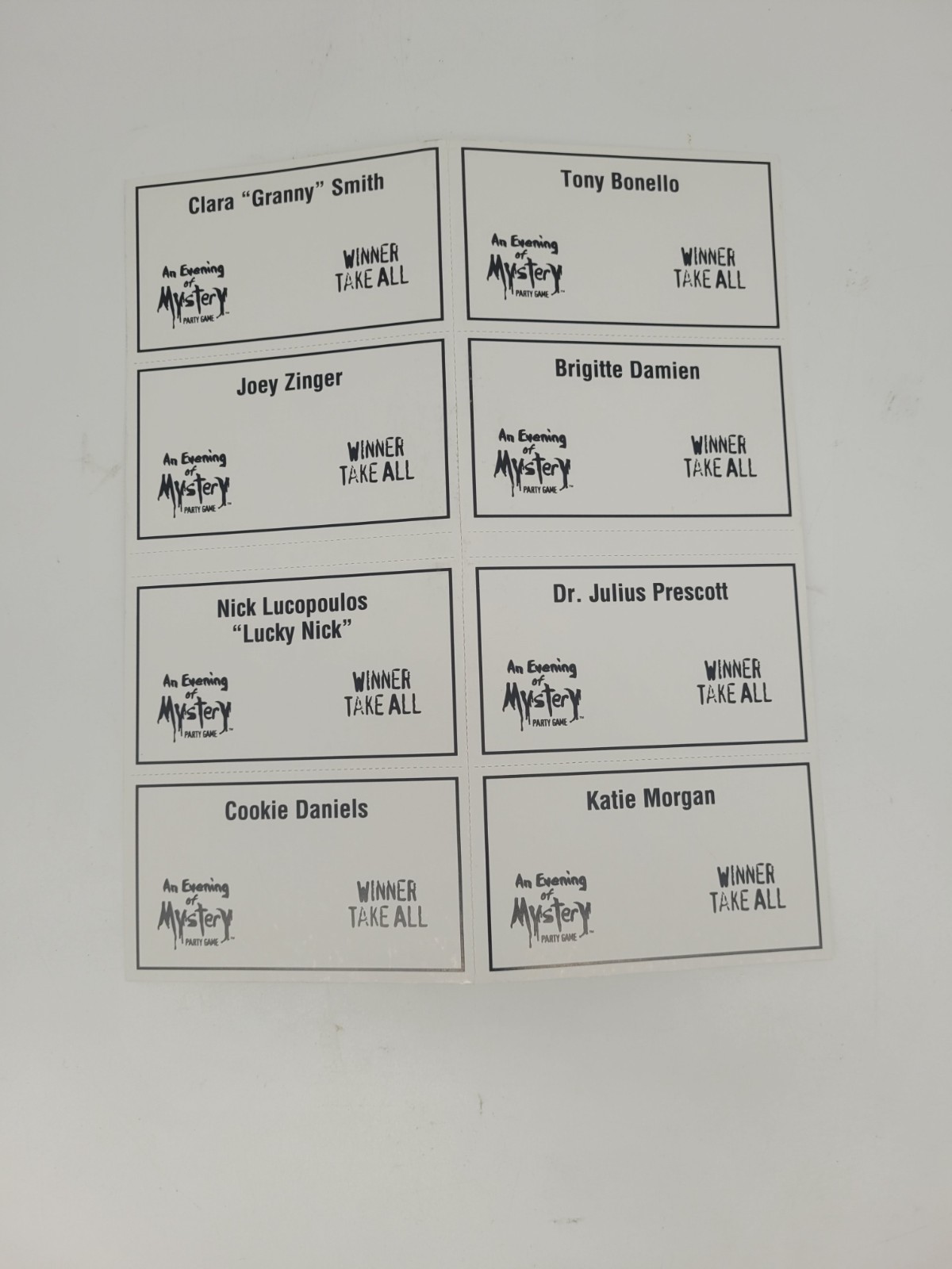 An Evening of Mystery Party Game Winner Take All 8 Adult Players
