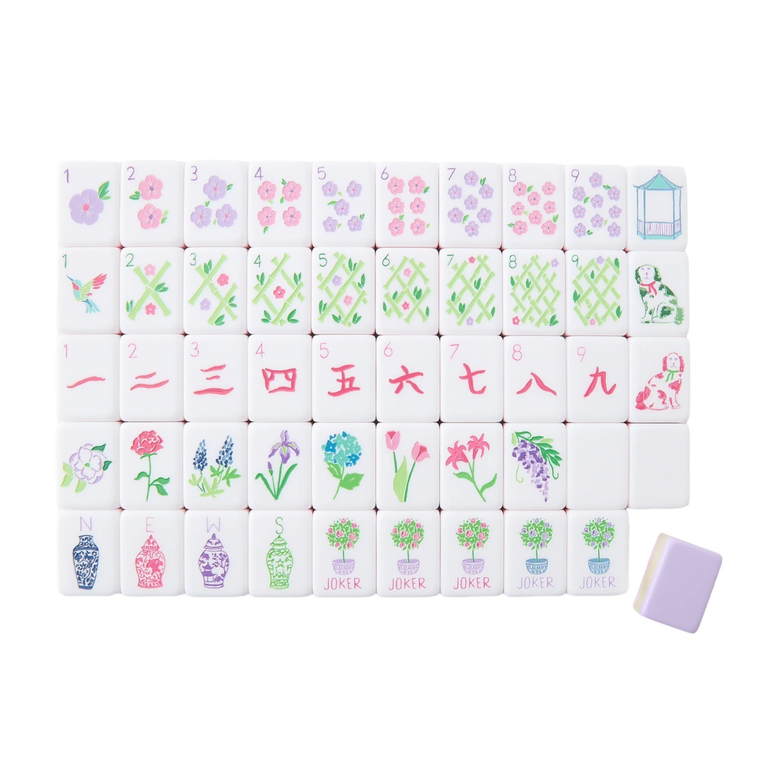 160 Lavender Purple American Mahjong Tiles 4-Layer Acrylic Engraved Set