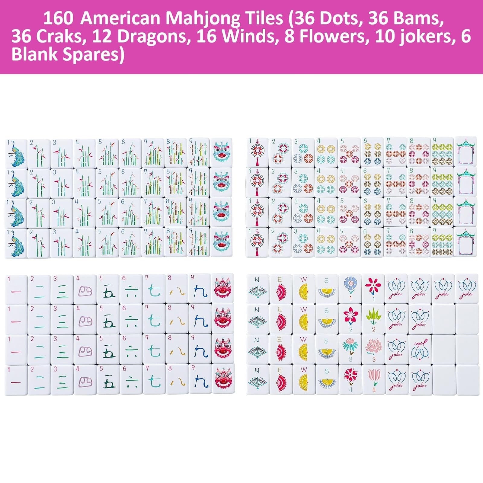 My Mahjong Trove 160 Pink American Mahjong Game Set with Accessories