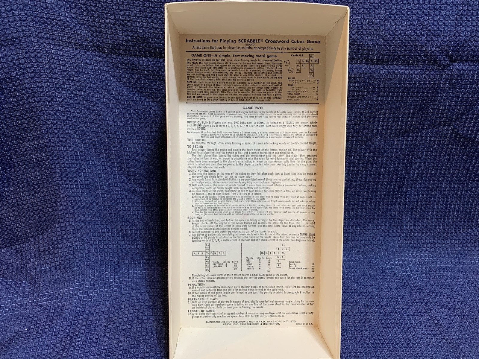Vintage Scrabble Crossword Cubes Game 1968 Complete- Selchow & Righter Company