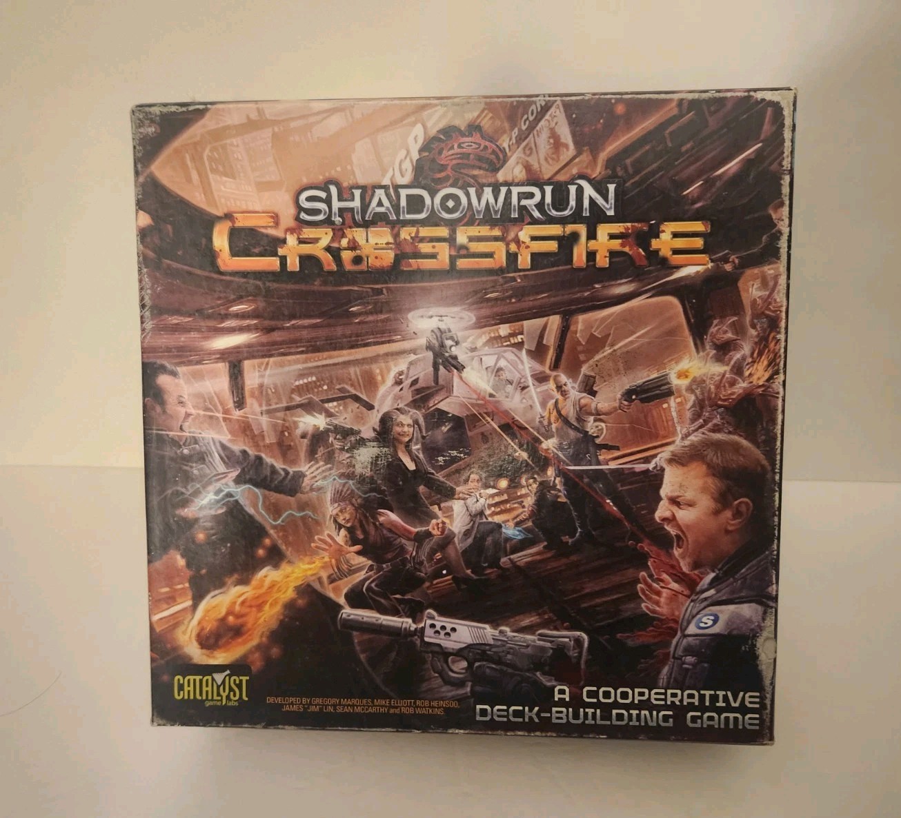 Shadowrun Crossfire Cooperative Deck-Building Fully Sleeved Complete Preowned