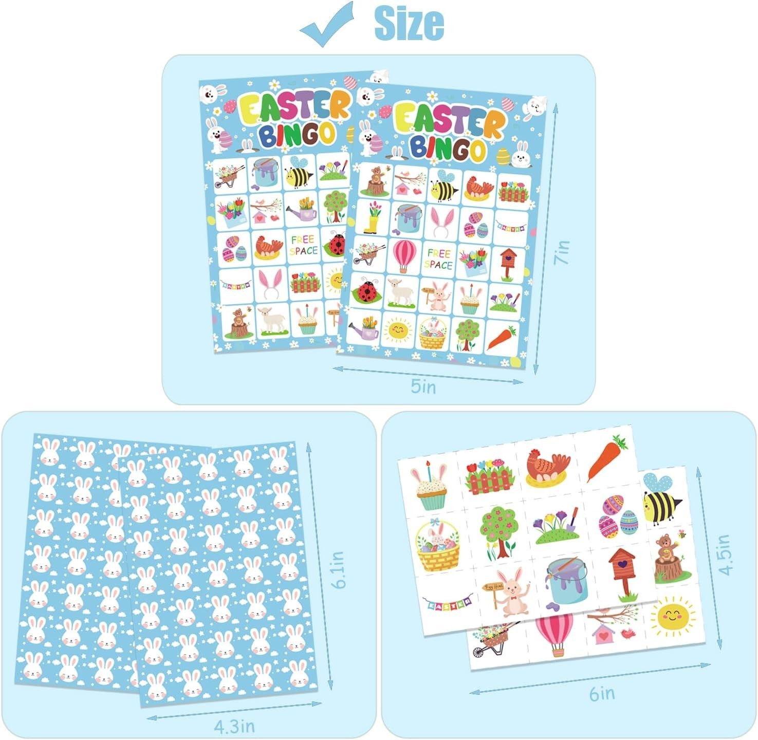 Easter Bingo Game Cards for Kids 24 Players Easter Party Game for School Clas…